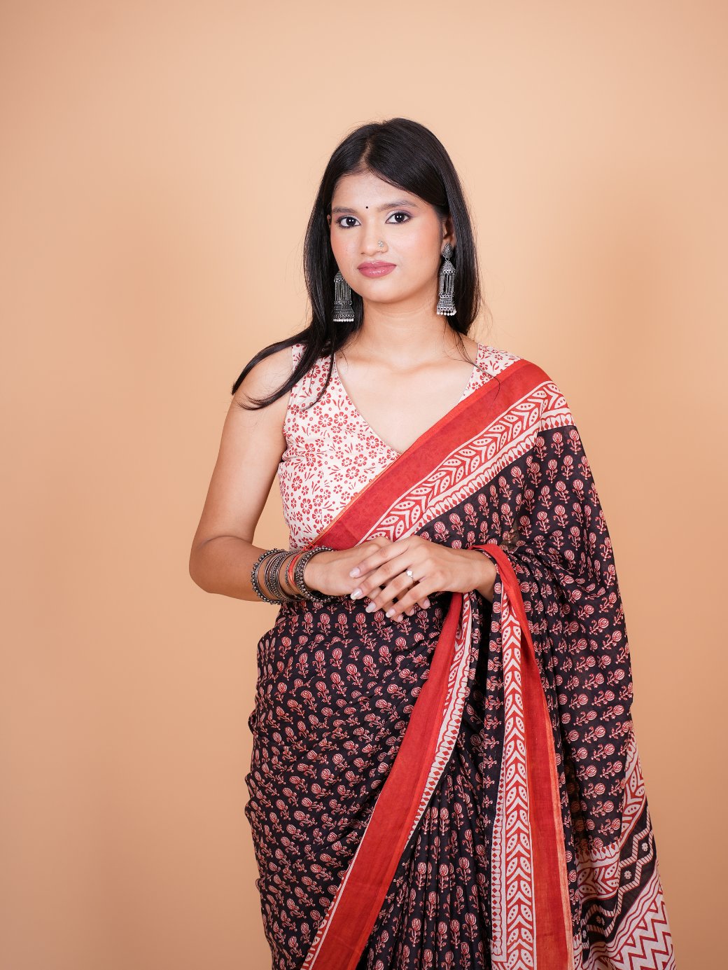 Mridula Handblock Cotton Saree