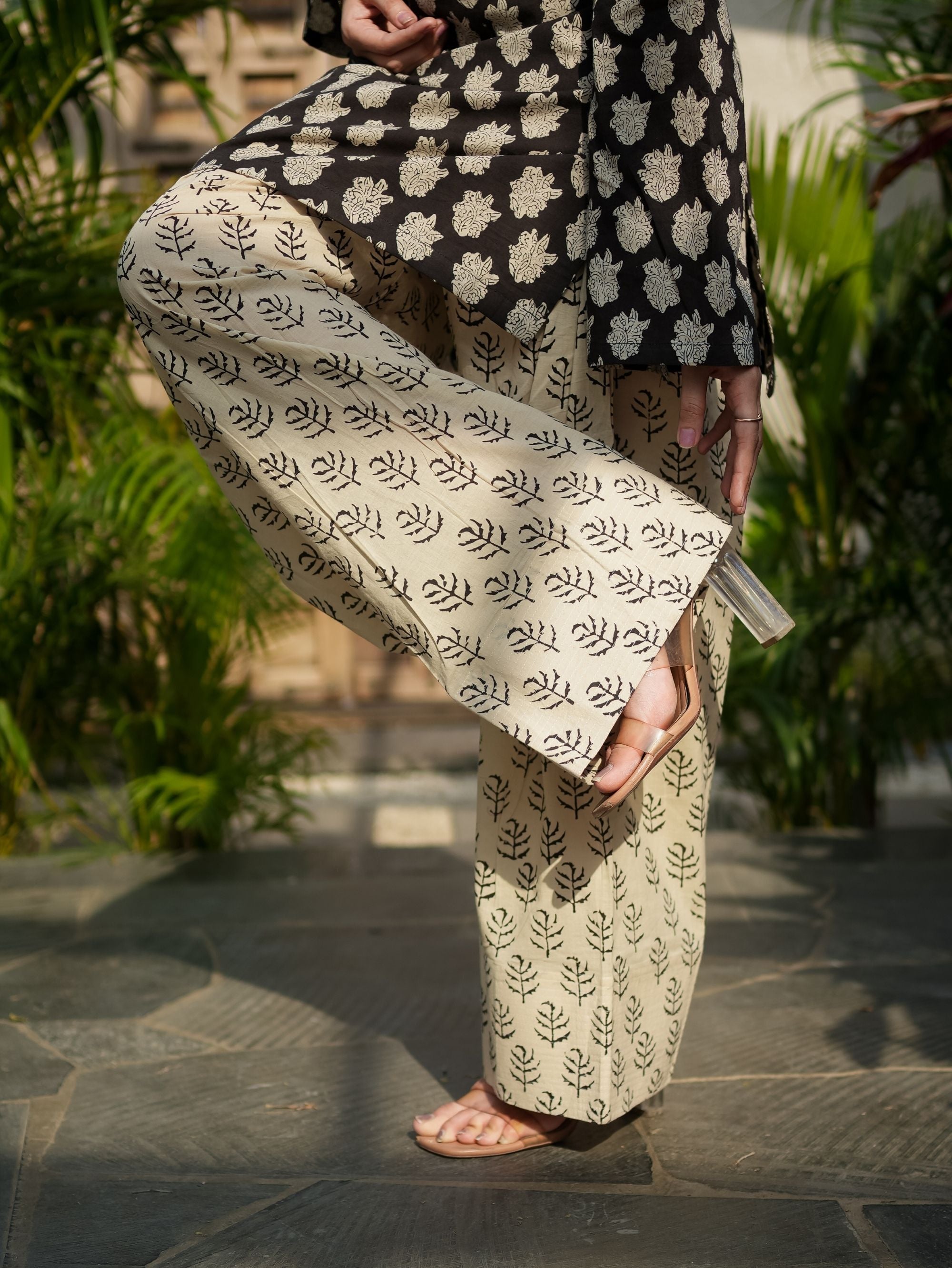 Jasmin Black Cotton Kurta Set with Farshi Salwar and Kota Doriya Dupatta