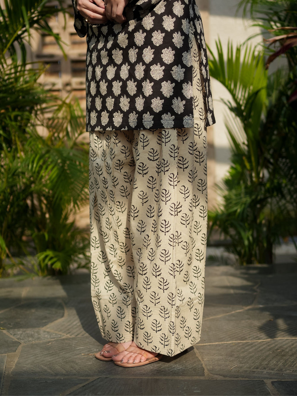 Jasmin Black Cotton Kurta Set with Farshi Salwar with Cotton Dupatta