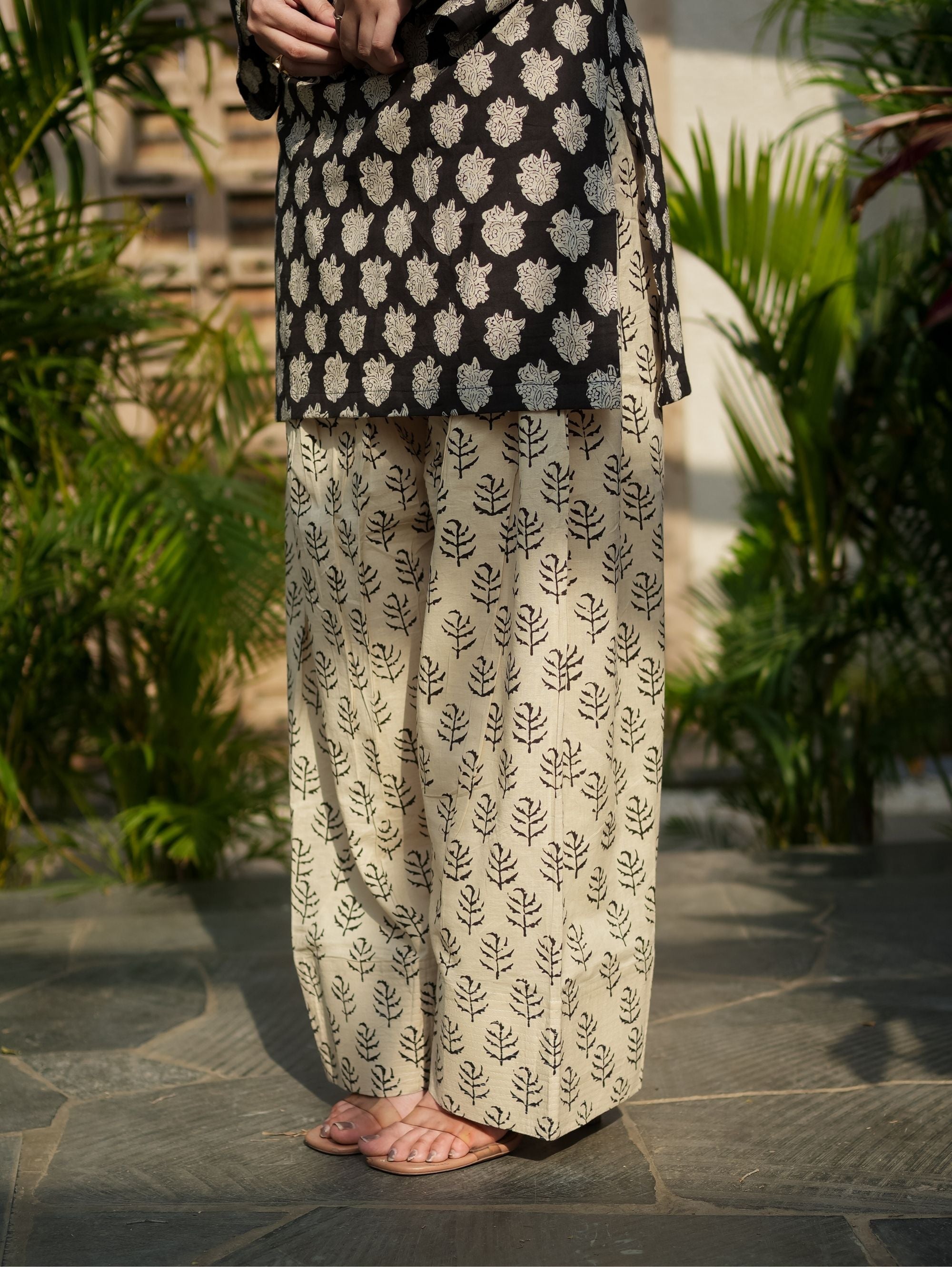 Jasmin Black Cotton Kurta Set with Farshi Salwar and Kota Doriya Dupatta