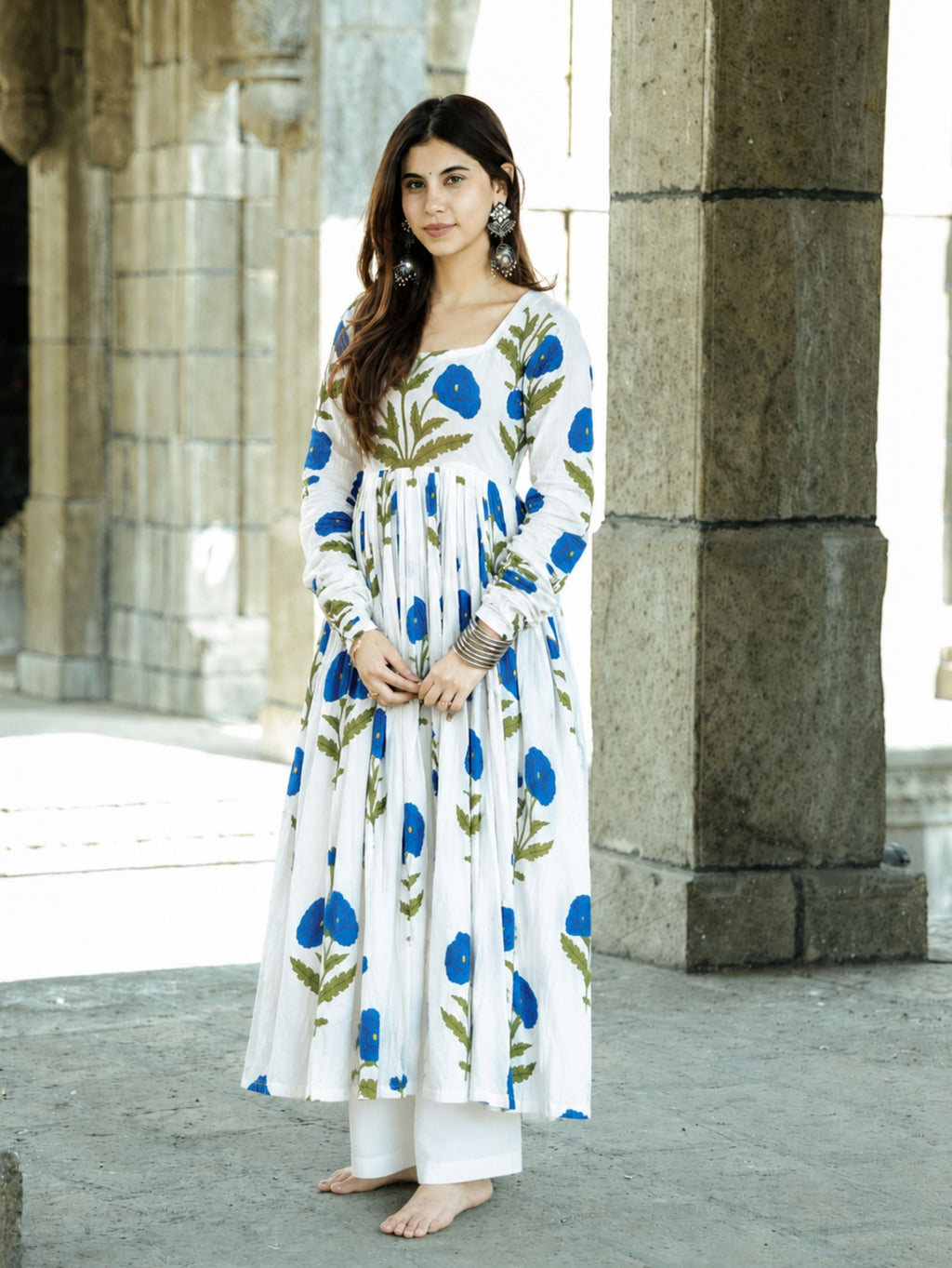 Blue Traditional Cotton Gher Kameez