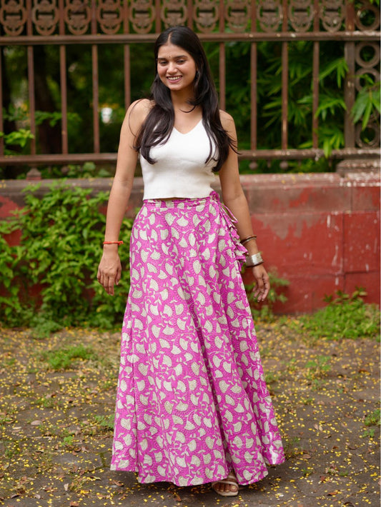 Fuchsia Blossom Wrap Skirt