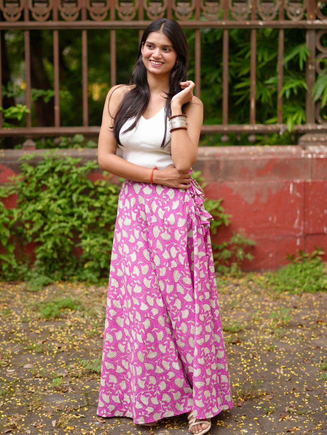 Fuchsia Blossom Wrap Skirt