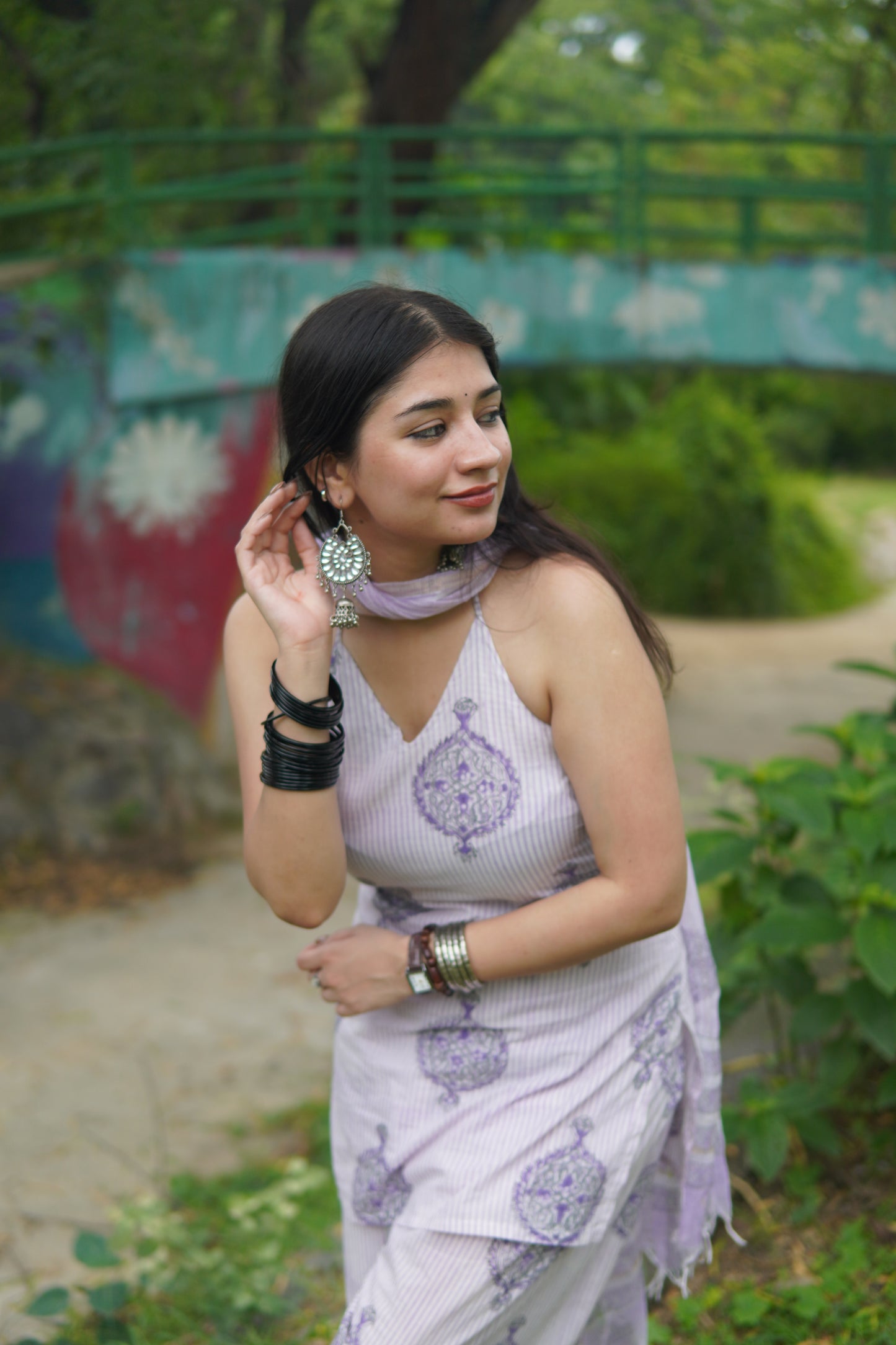 Three Piece Jaipuri Lavender Salwar Set