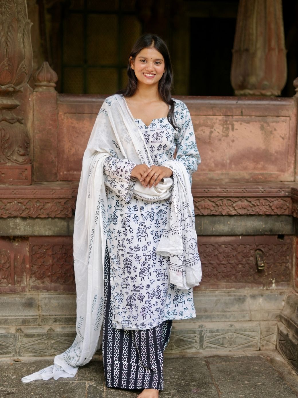 Madhavi Hand Print Kurta Set