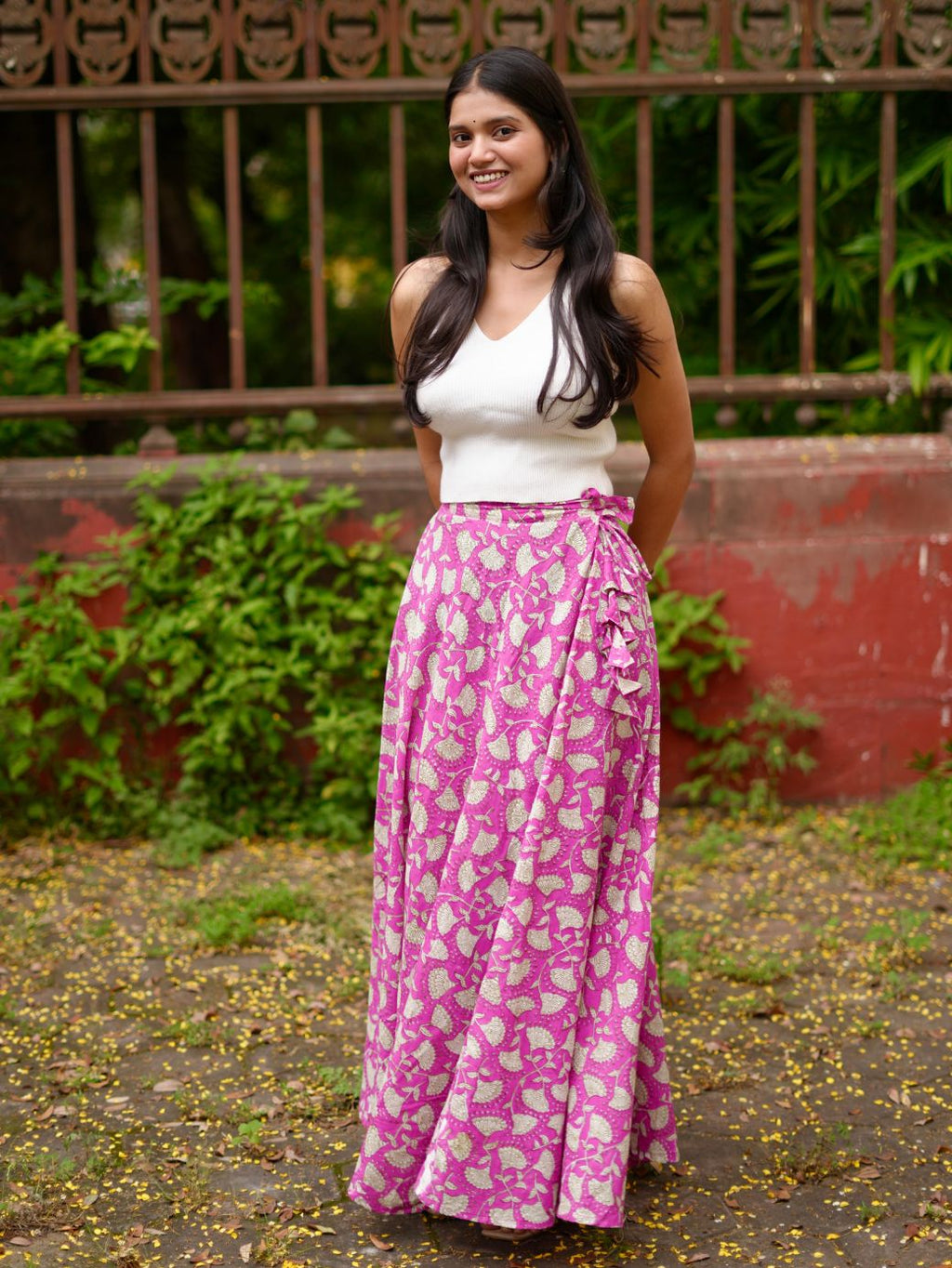 Fuchsia Blossom Wrap Skirt
