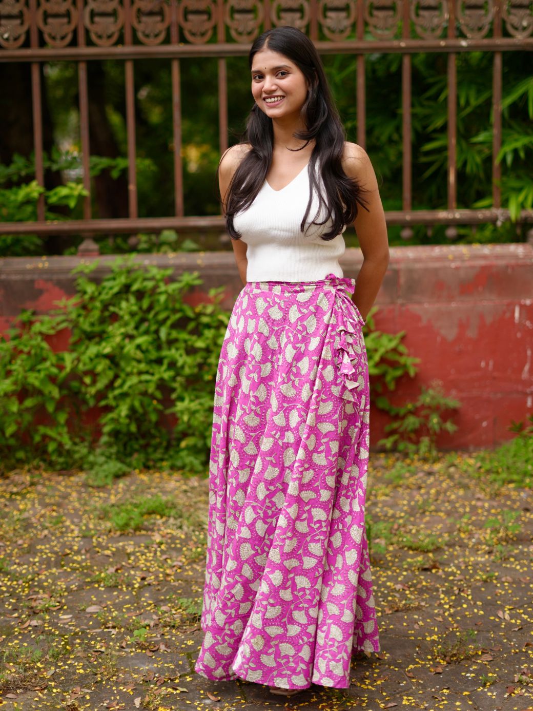 Fuchsia Blossom Wrap Skirt