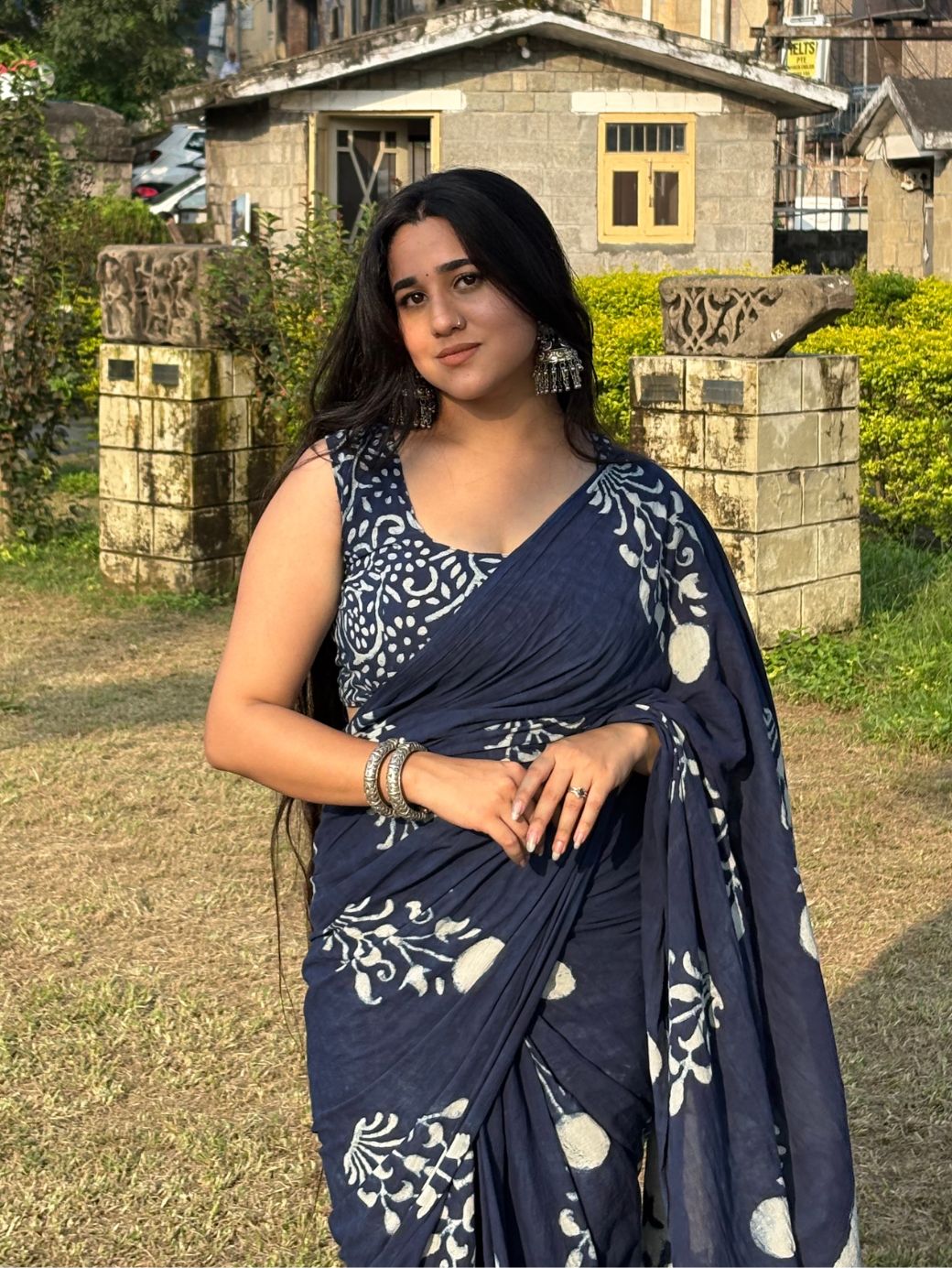 Midnight Bloom Cotton Saree