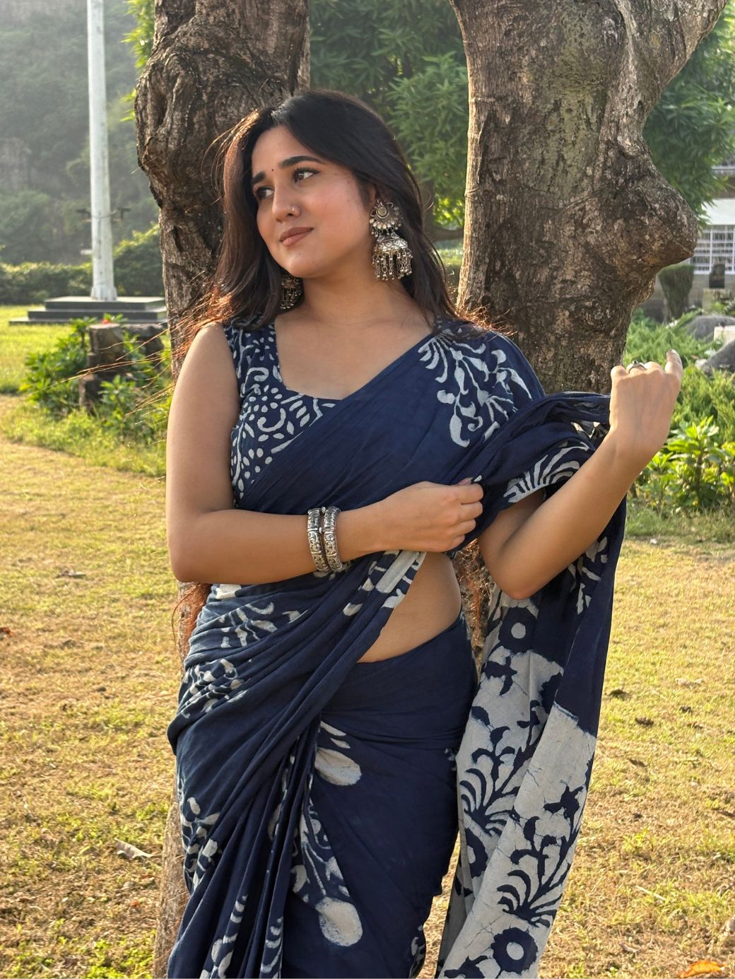 Midnight Bloom Cotton Saree