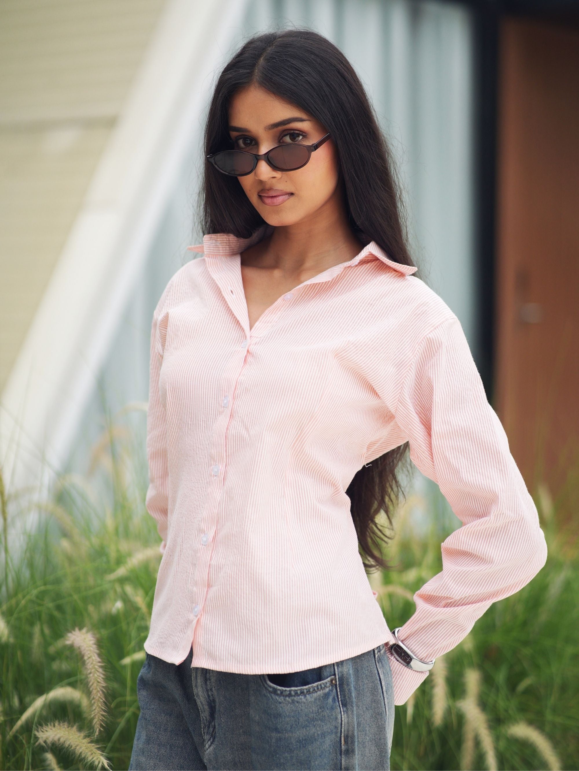 Veronika Corset Back Cotton Shirt for Women