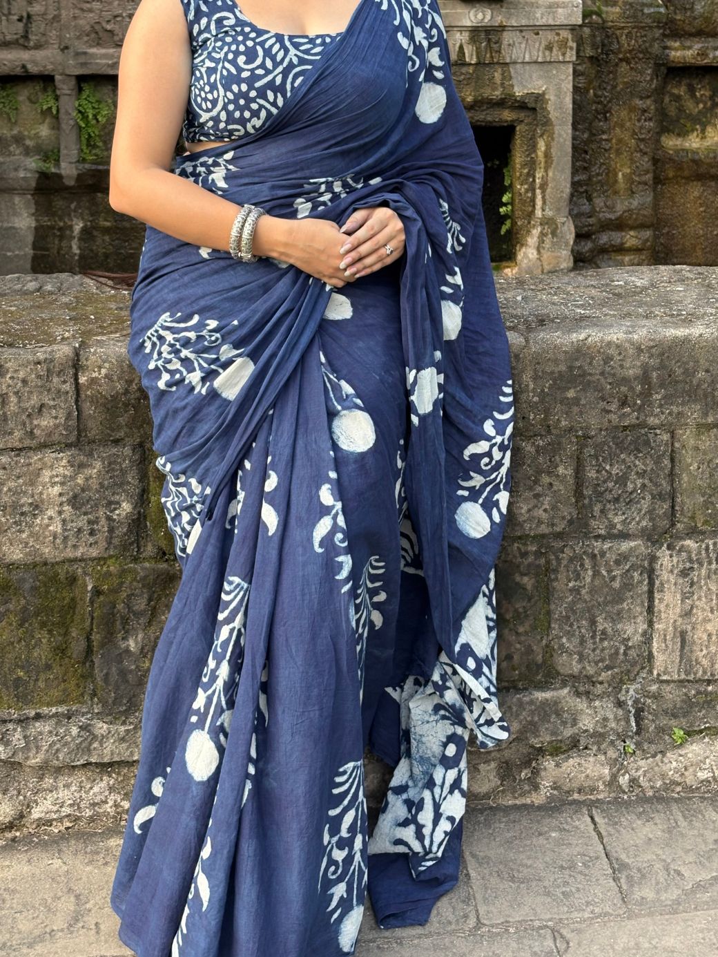 Midnight Bloom Cotton Saree