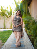 Dark Lily Black Cotton Halter Kurta Set with Palazzo and Dupatta