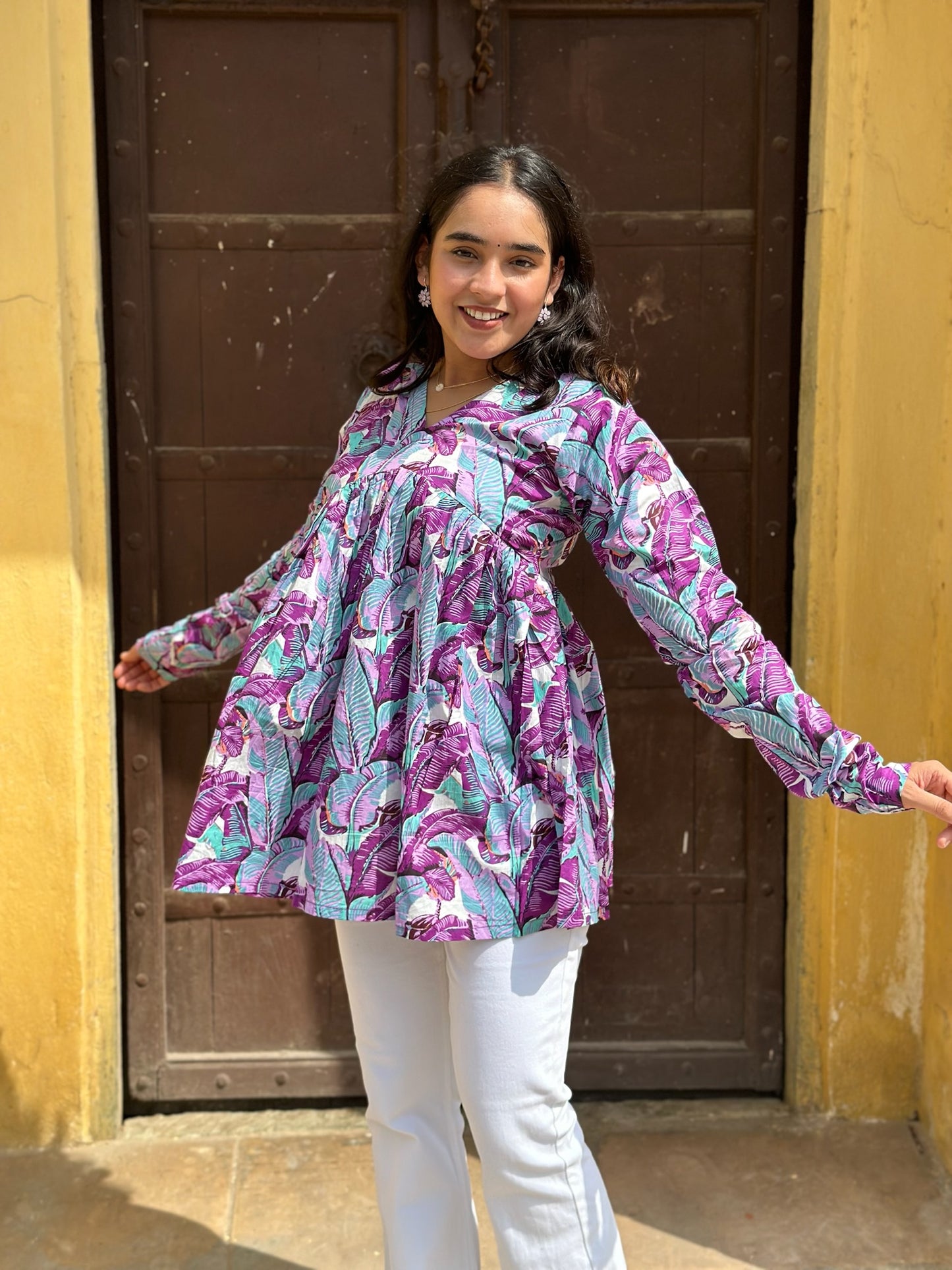 Abstract leaf kurta