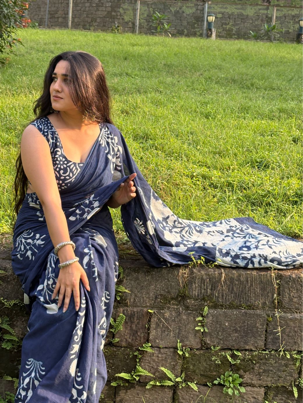 Midnight Bloom Cotton Saree