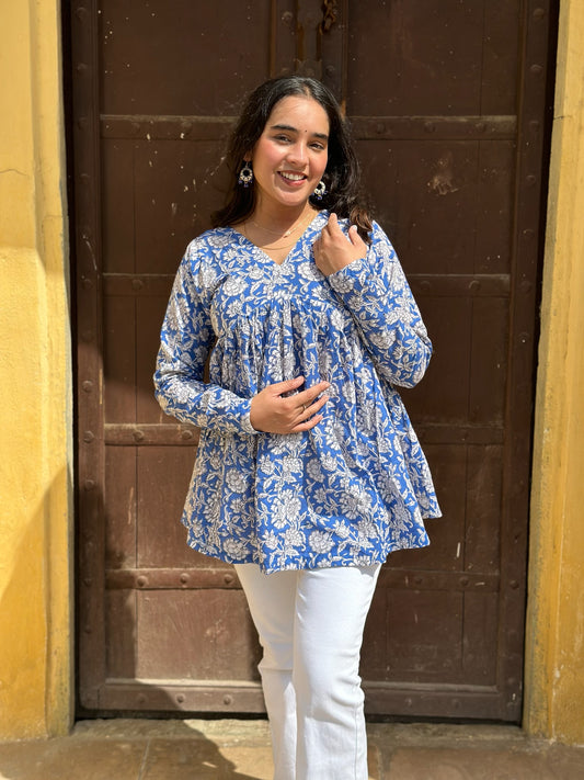 Blue Ambar short kurta