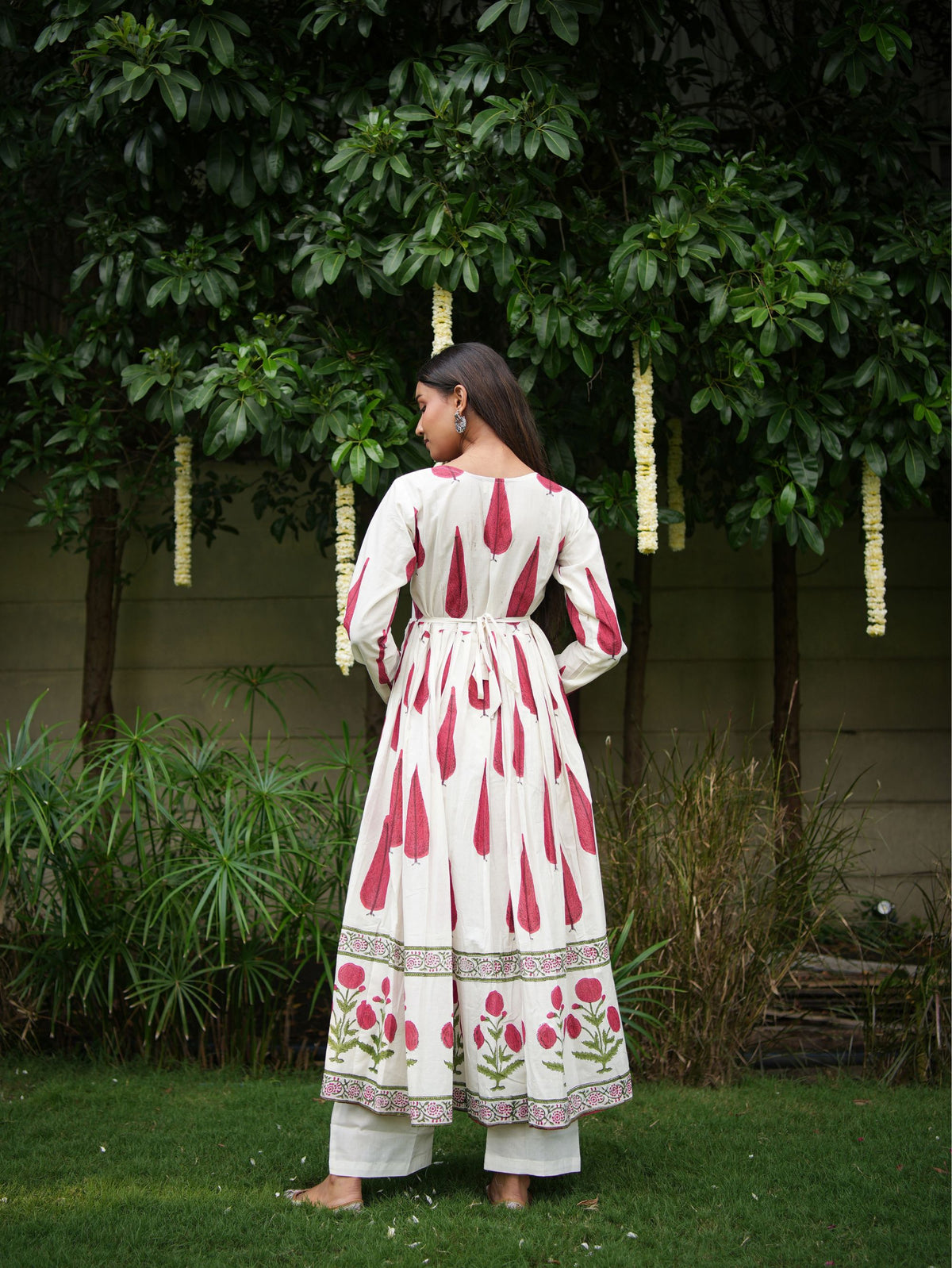 Shagun Red & White Three Piece Anarkali Set