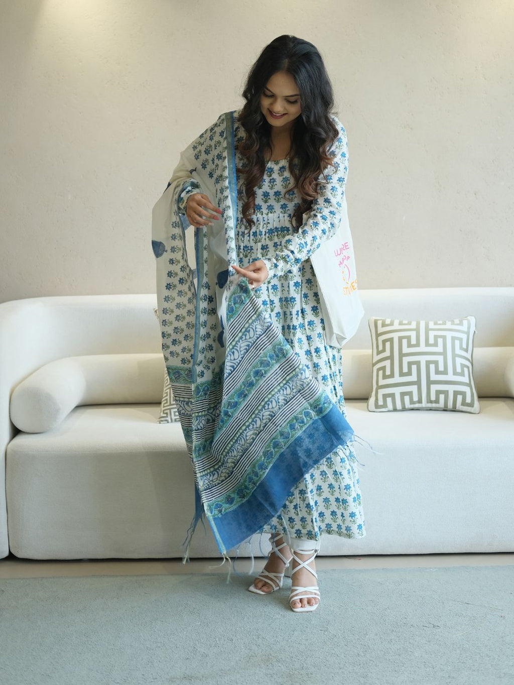 Ambar Tilak Set with Chanderi Dupatta