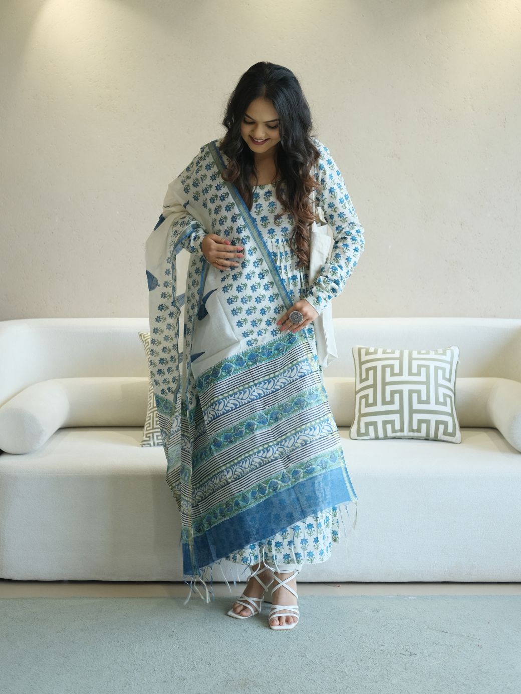 Ambar Tilak Set with Chanderi Dupatta