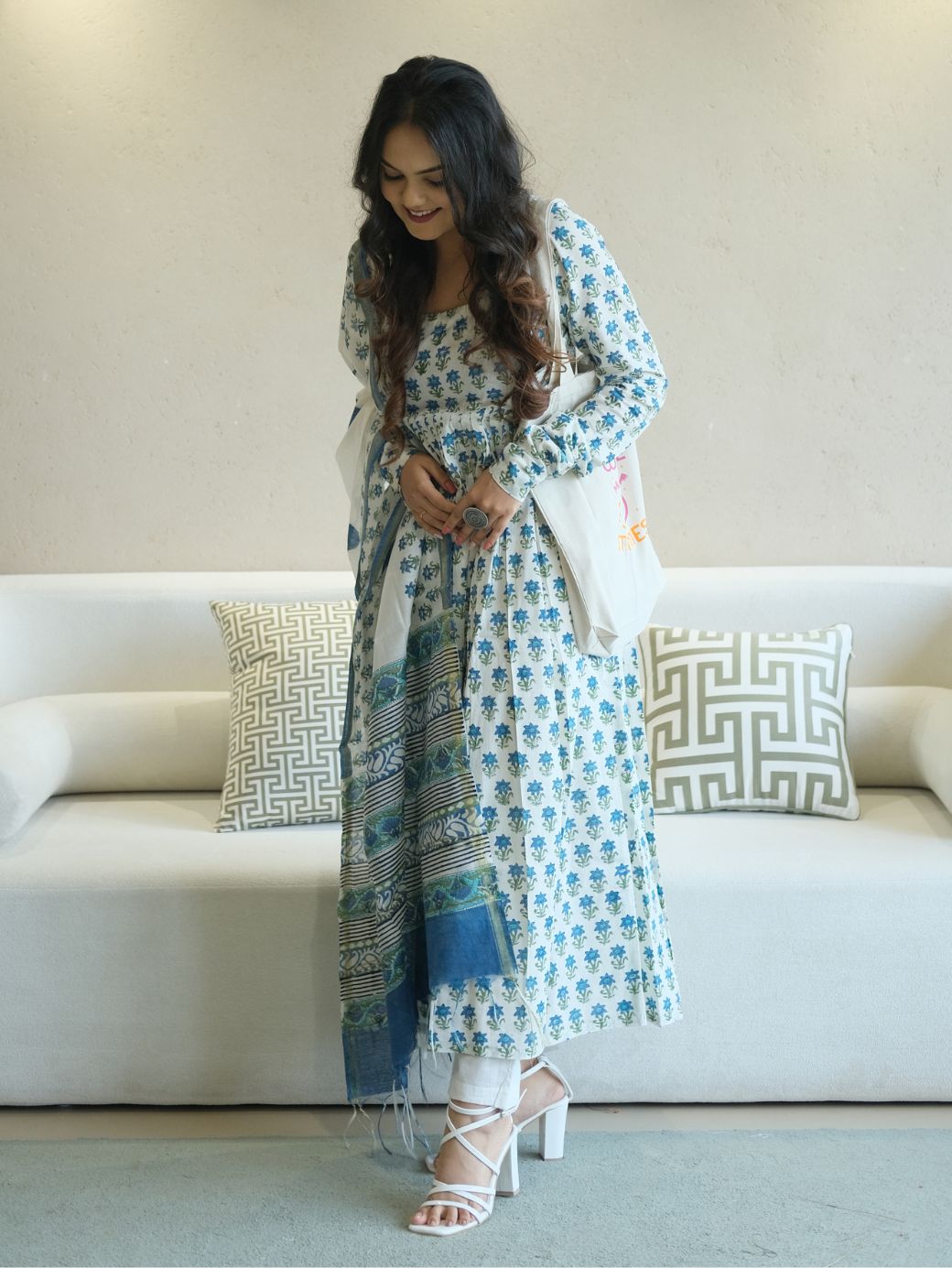 Ambar Tilak Set with Chanderi Dupatta