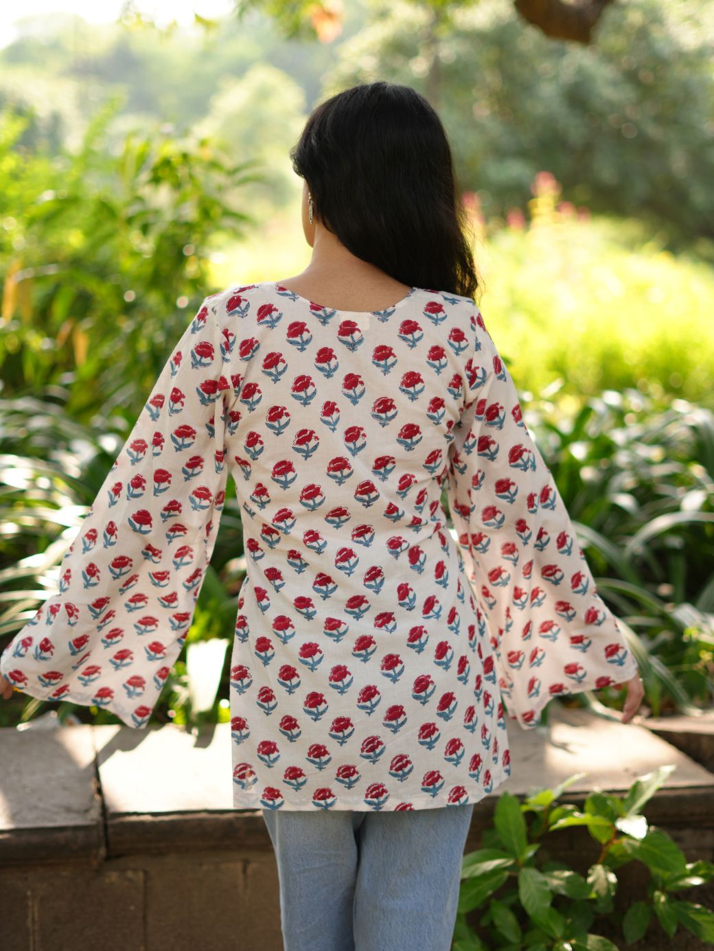 Blush Bloom Cotton Short Kurti