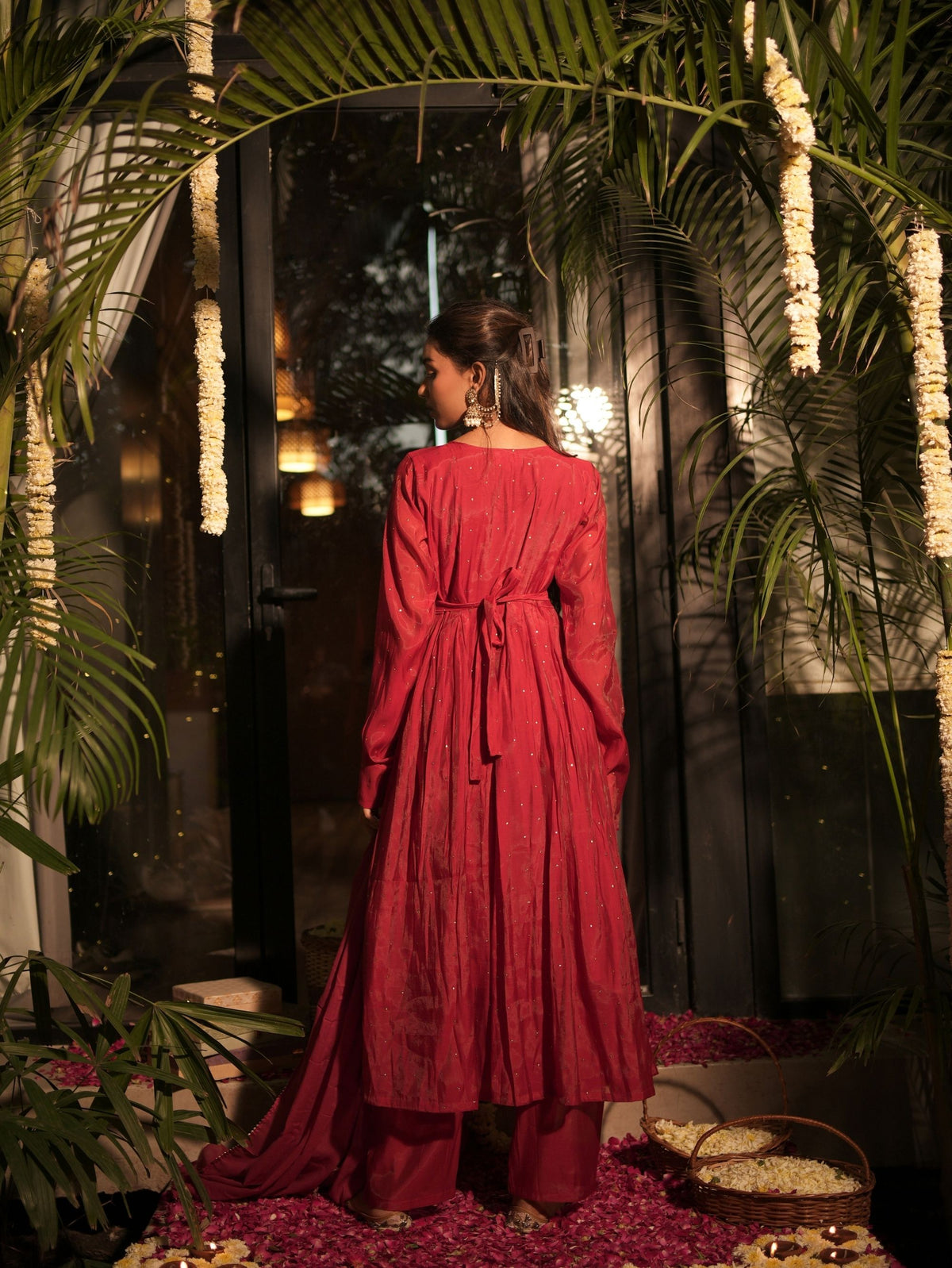 Mishri Red Three Piece Alia Cut Anarkali Set