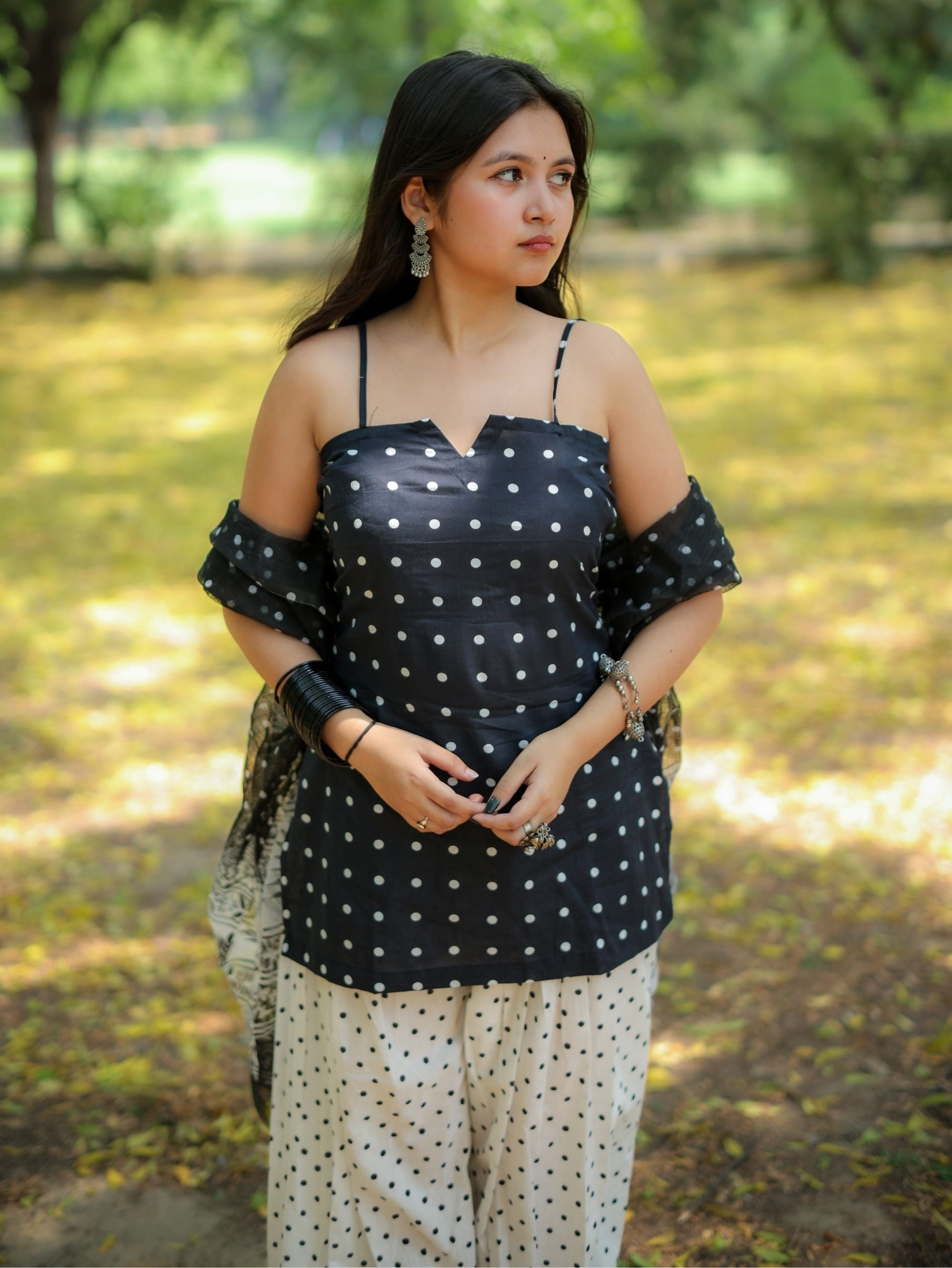 Ivory Noir Black & White Farshi Salwar Set with Dupatta