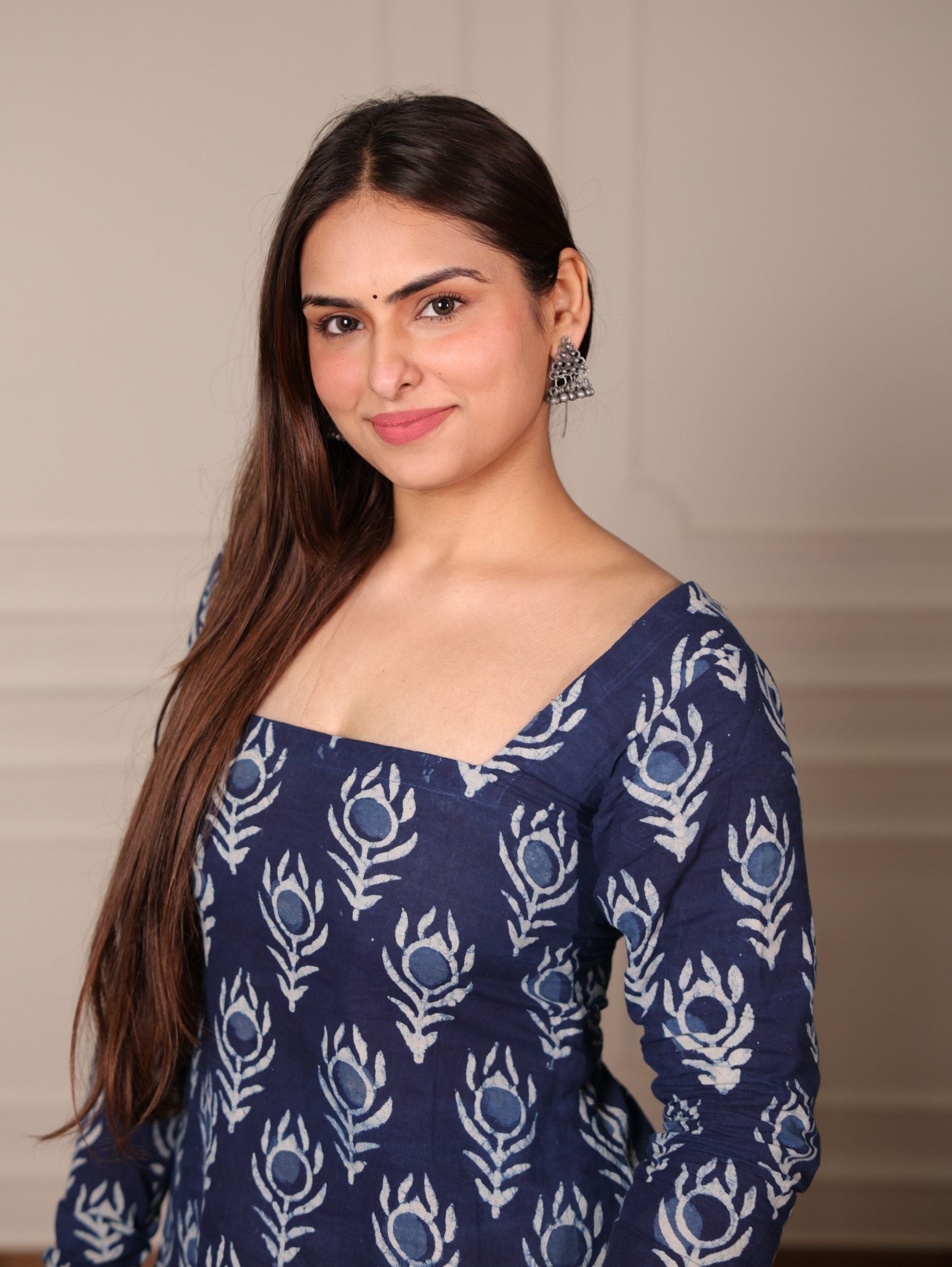 Morni Indigo Square Neck Short Cotton Kurti
