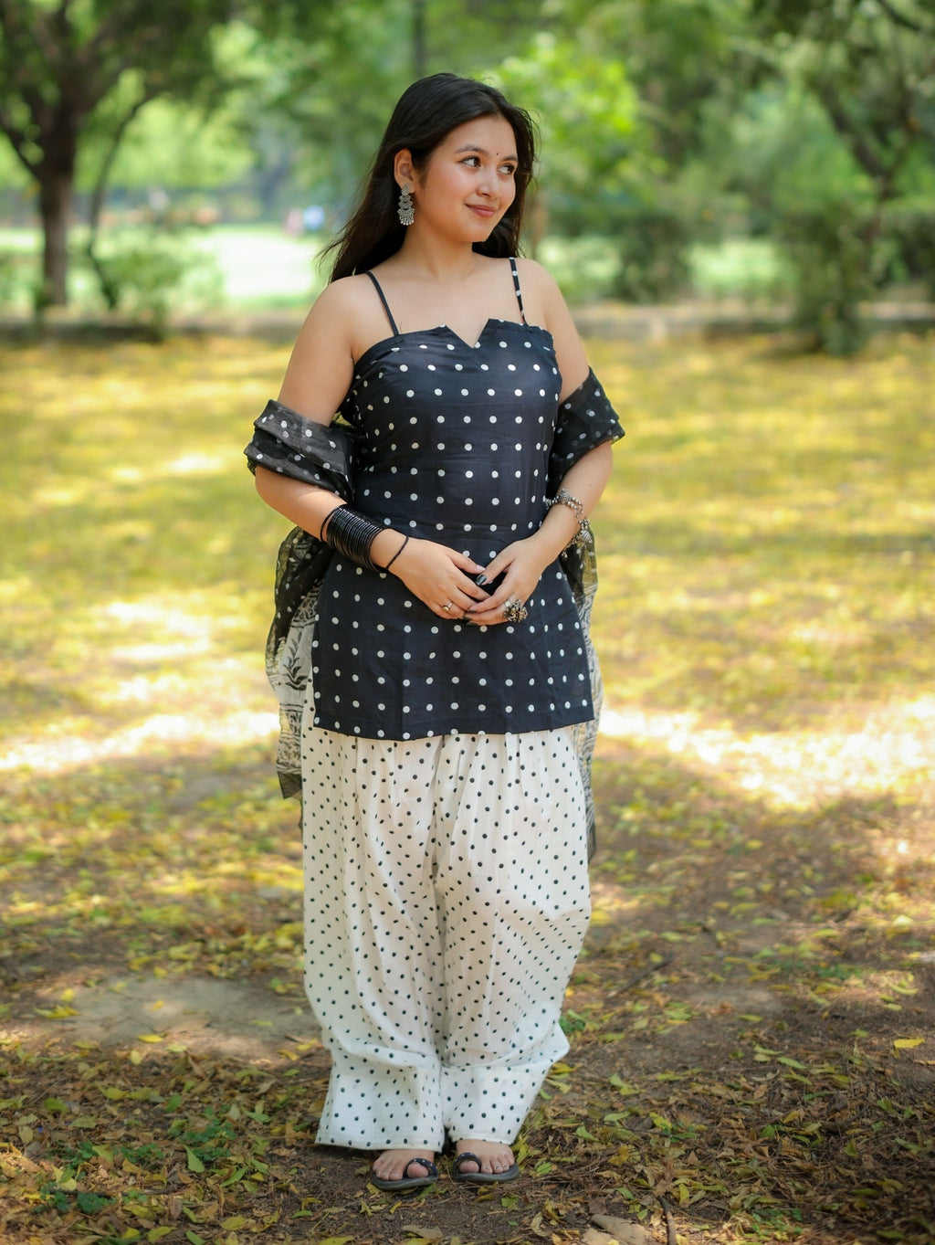 Ivory Noir Black & White Farshi Salwar Set with Dupatta
