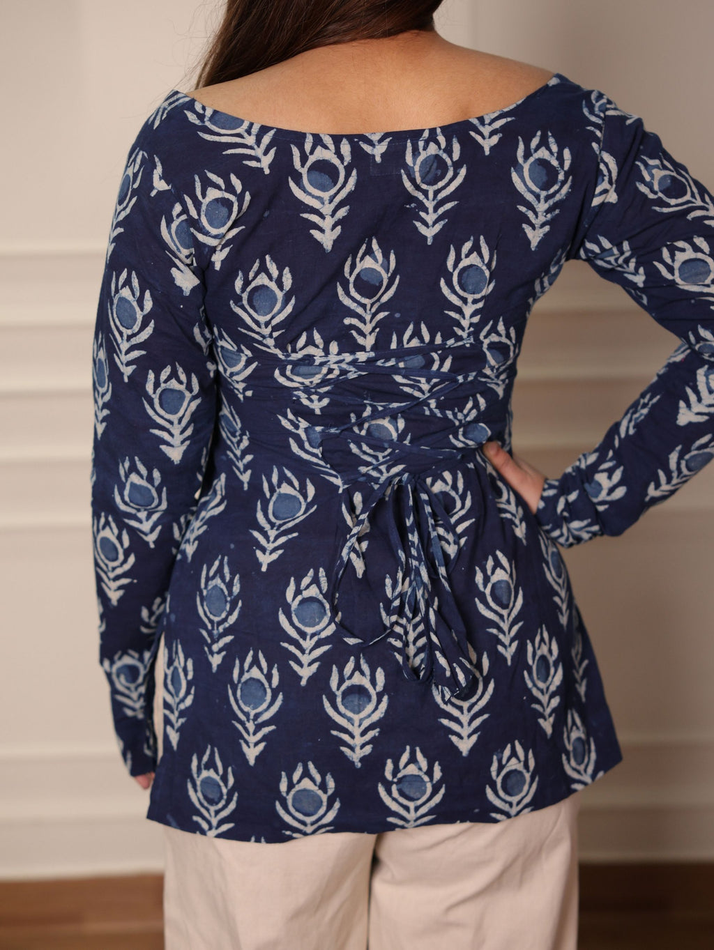 Morni Indigo Square Neck Short Cotton Kurti