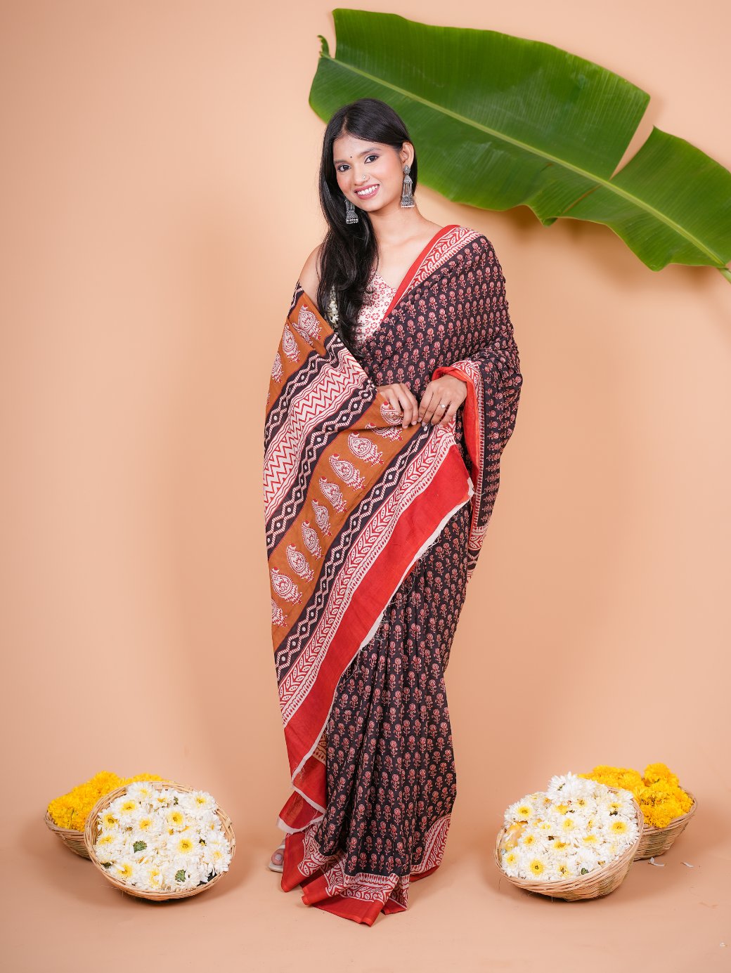 Mridula Handblock Cotton Saree