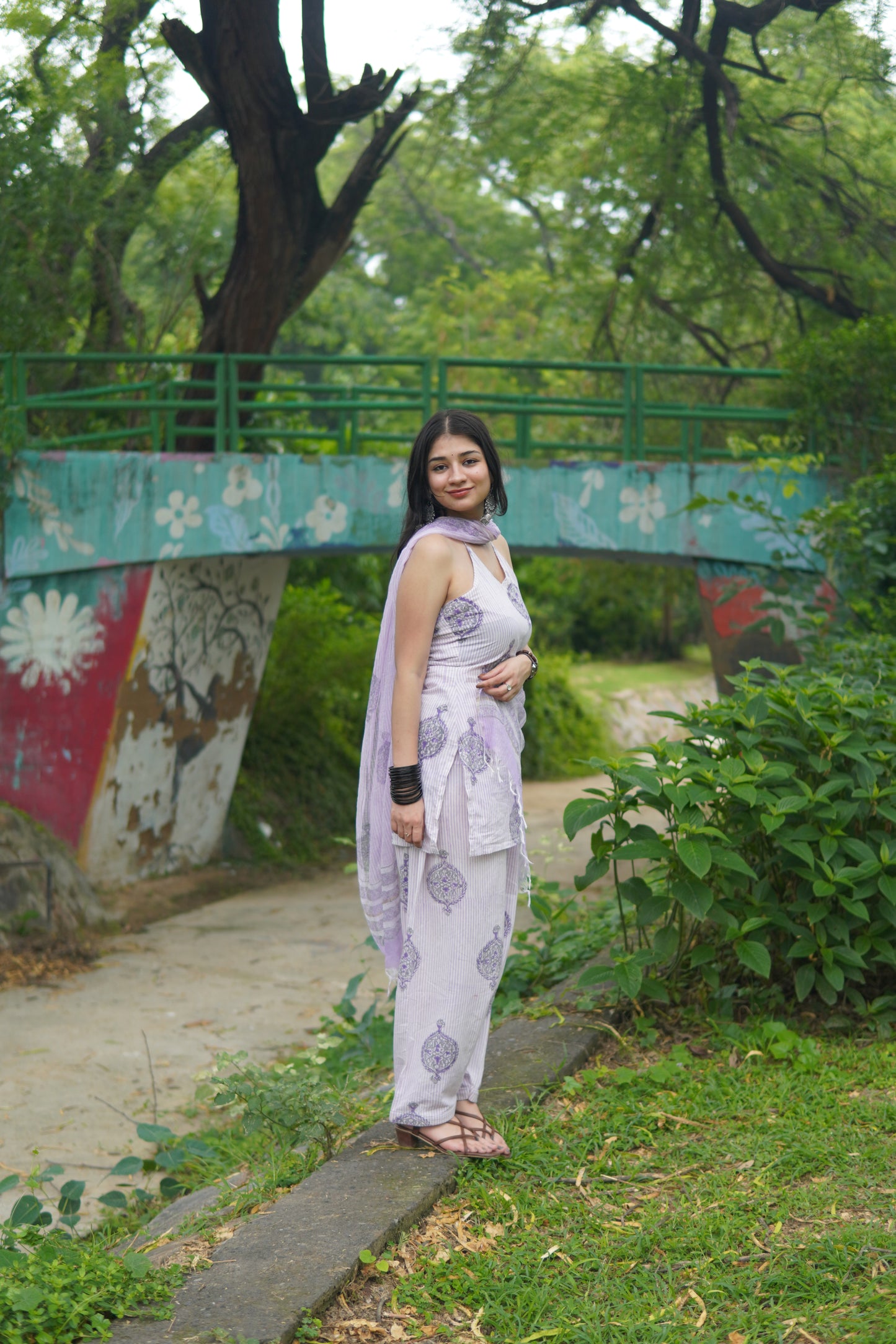 Three Piece Jaipuri Lavender Salwar Set