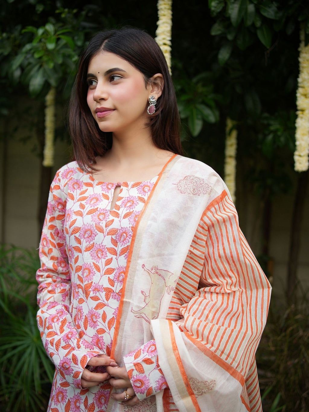 Gauri Three Piece Handblock Anarkali Set