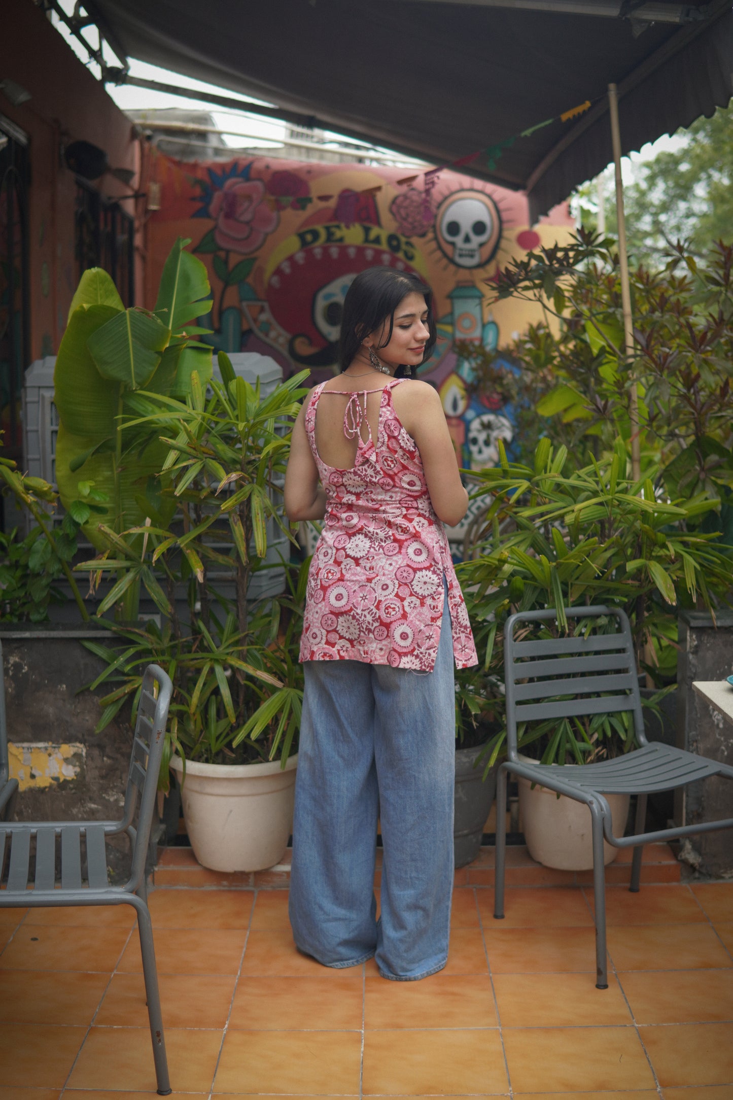 Pink bloom handblock kurti