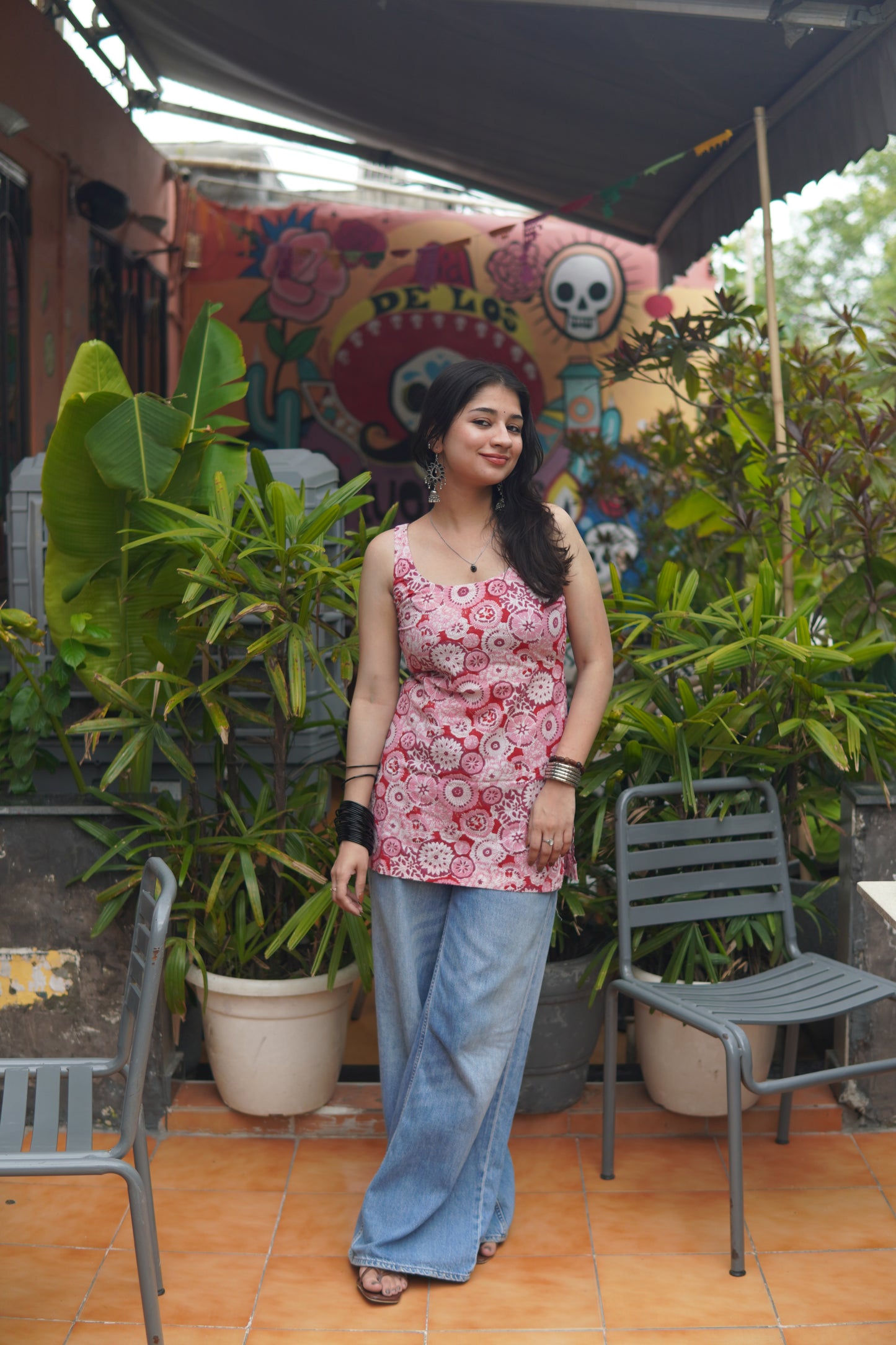 Pink bloom handblock kurti
