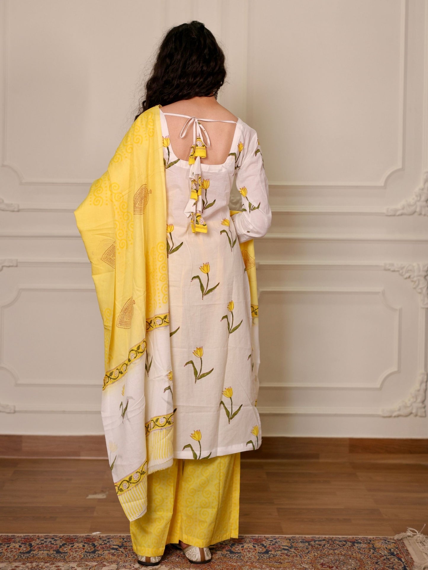 Rabi Cotton Straight Suit Set with Palazzo Pants & Dupatta