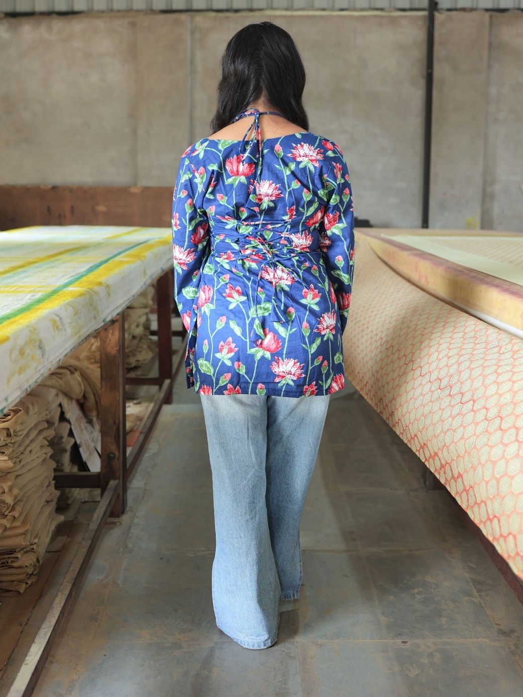 Ziah Blue Floral Short Kurti