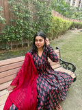 Black paisley anarkali gher set
