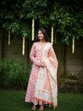 Gauri Three Piece Handblock Anarkali Set