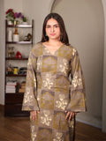 Nayab Beige Cotton Long Kurta with Pakistani Bell Sleeves