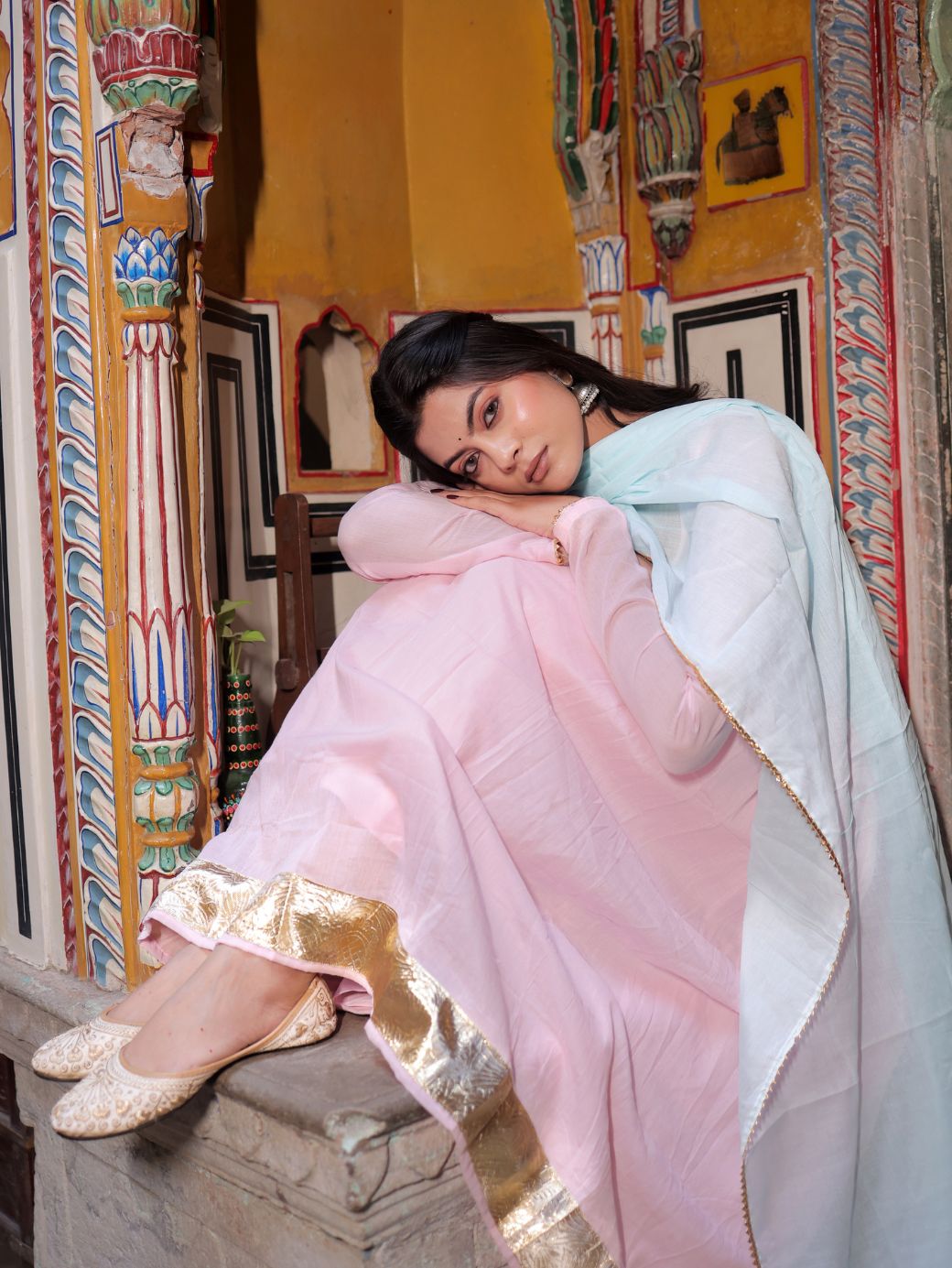 Gulnaar Anarkali Set – 3 Piece Cotton Ensemble