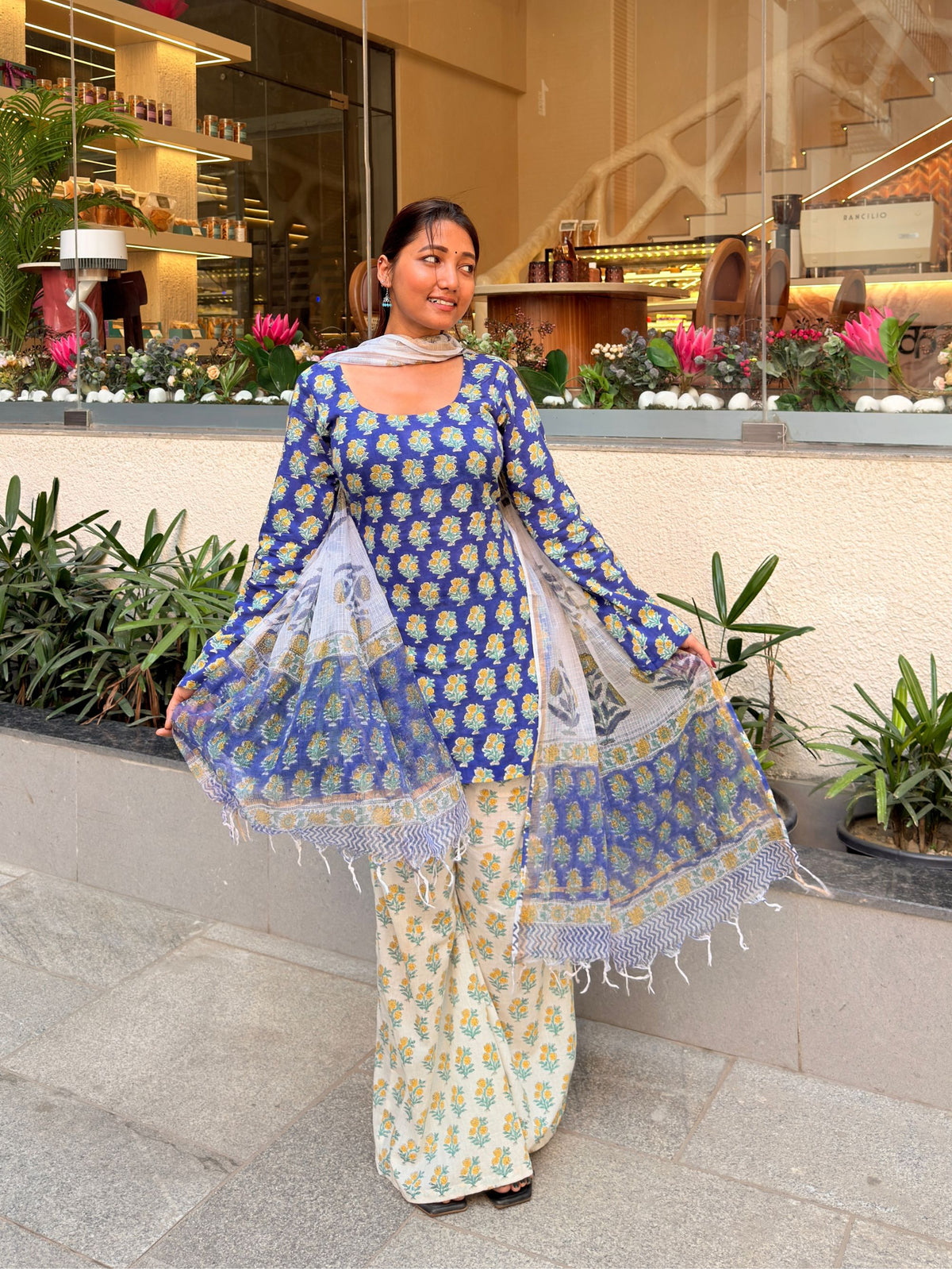 Avika Blue & White 3 Piece Y2K Set