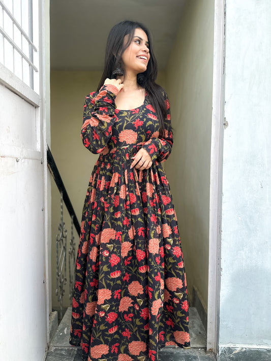 Black floral kameez