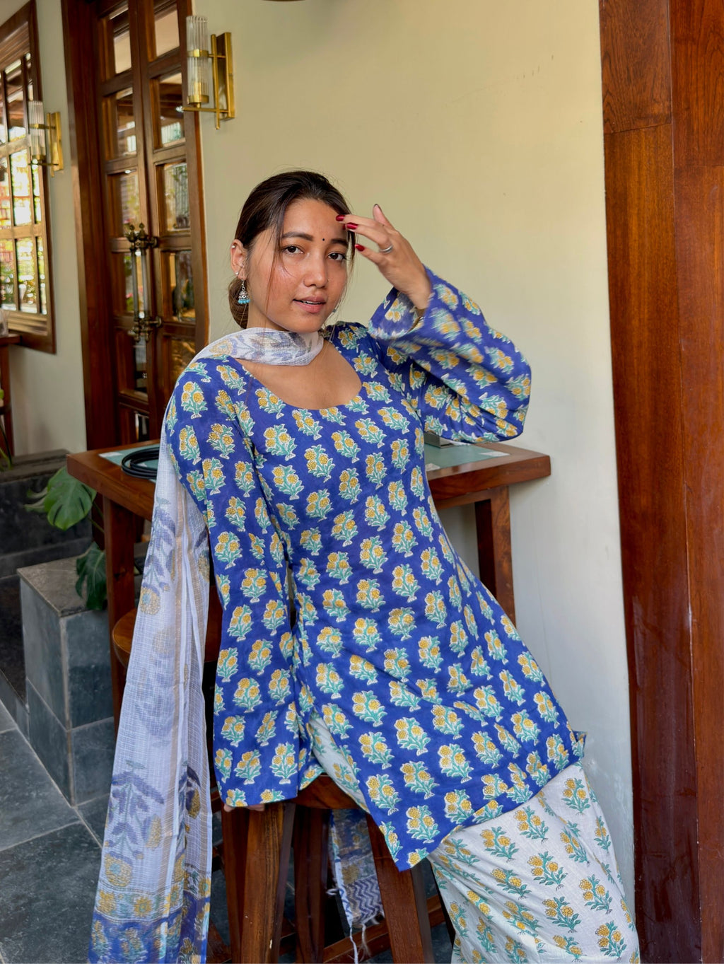 Avika Blue & White 3 Piece Y2K Set