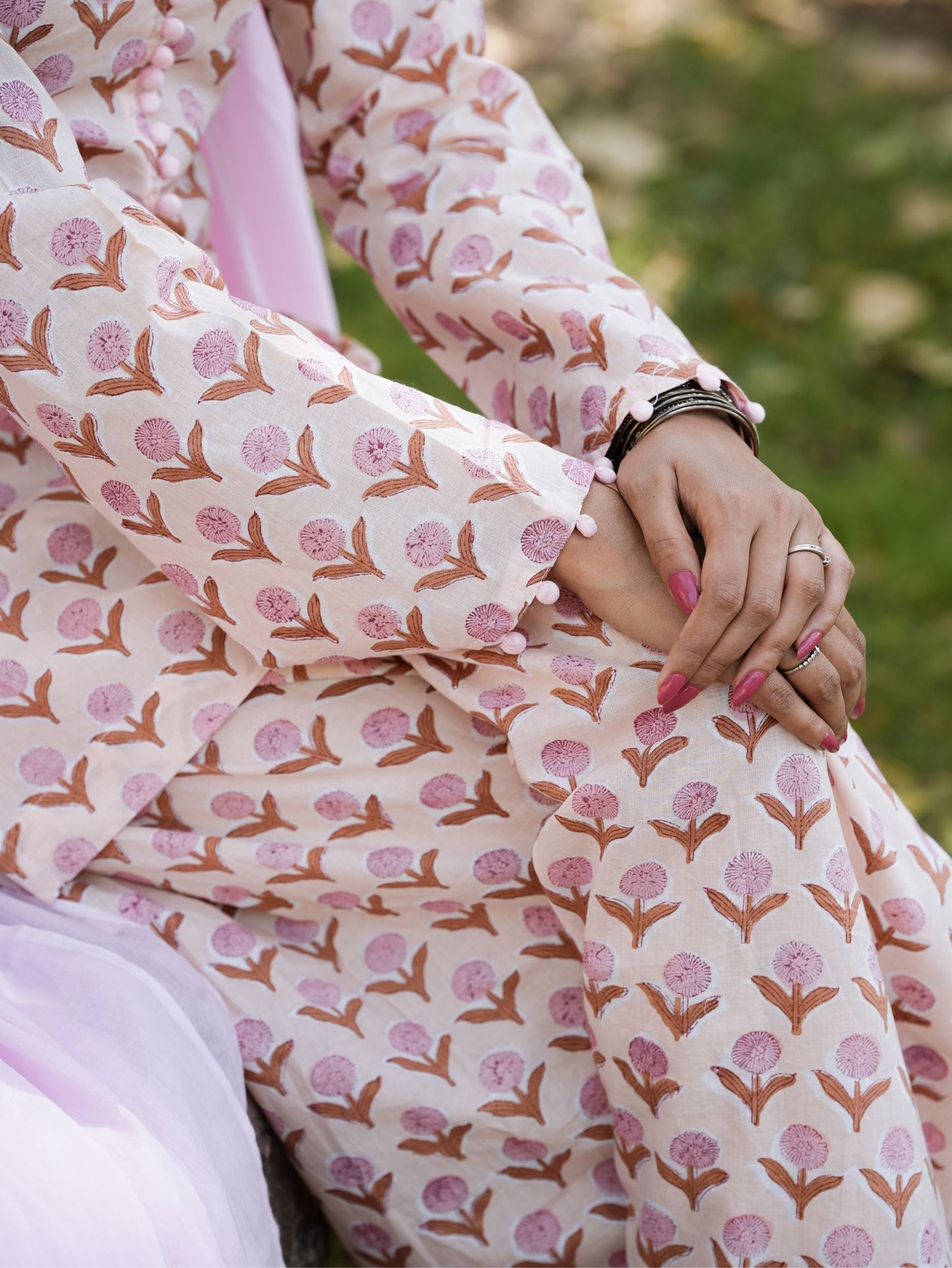 Anaya Beige Pink Cotton Farshi Salwar Suit Set