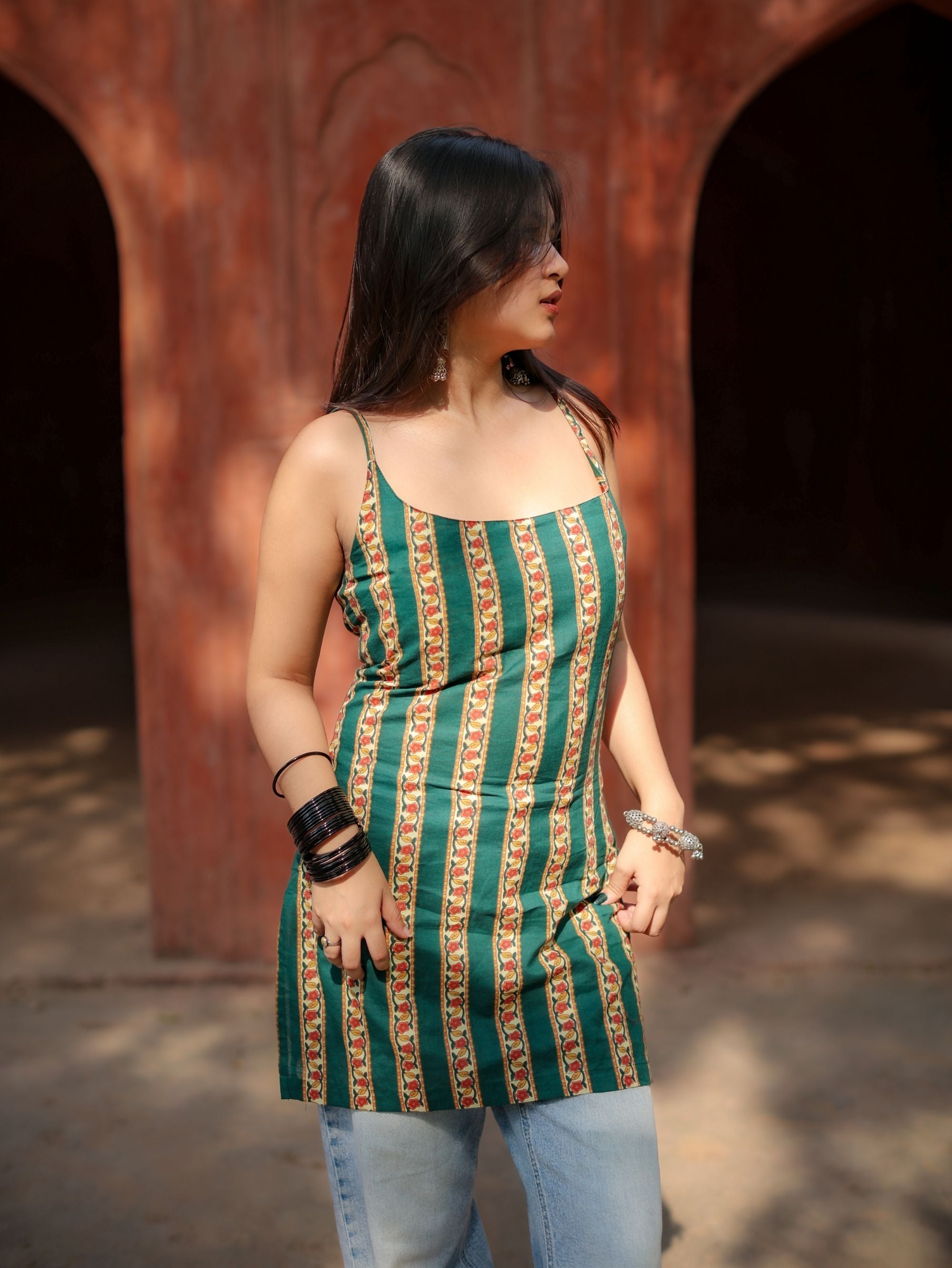 Mintora Green Convertible Short Kurti Set for Women