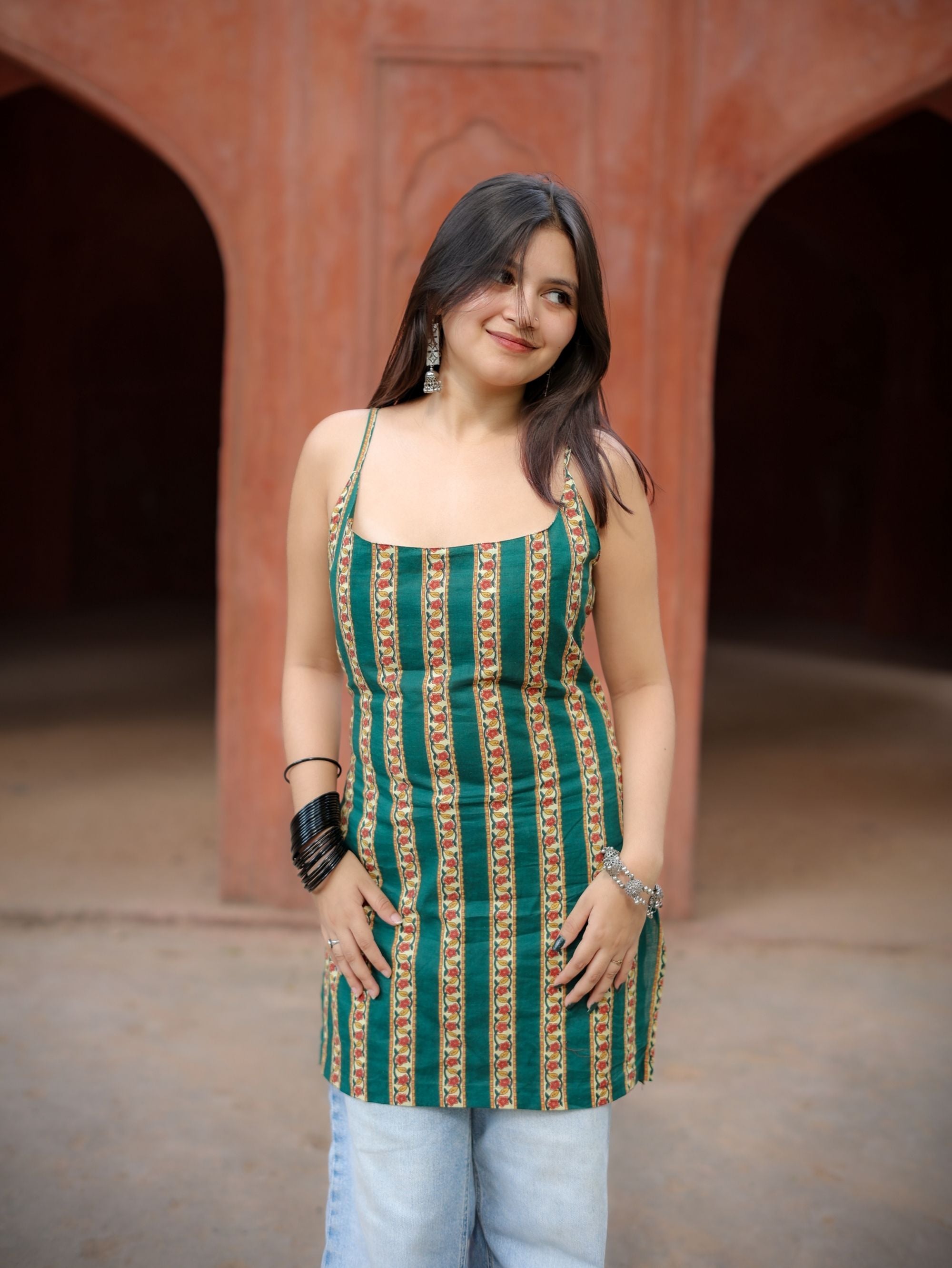 Mintora Green Convertible Short Kurti Set for Women