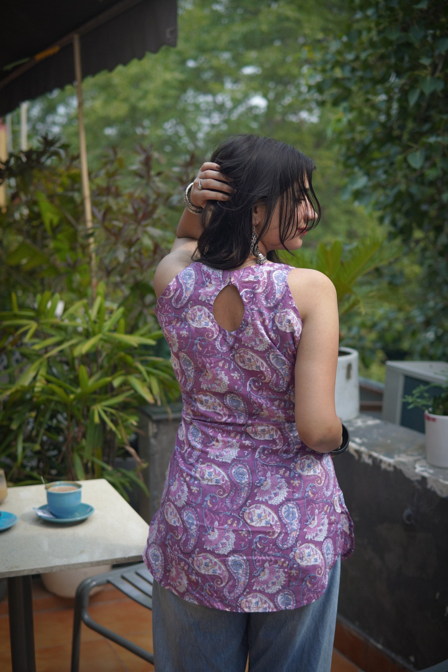 Lilac paisley handblock kurti