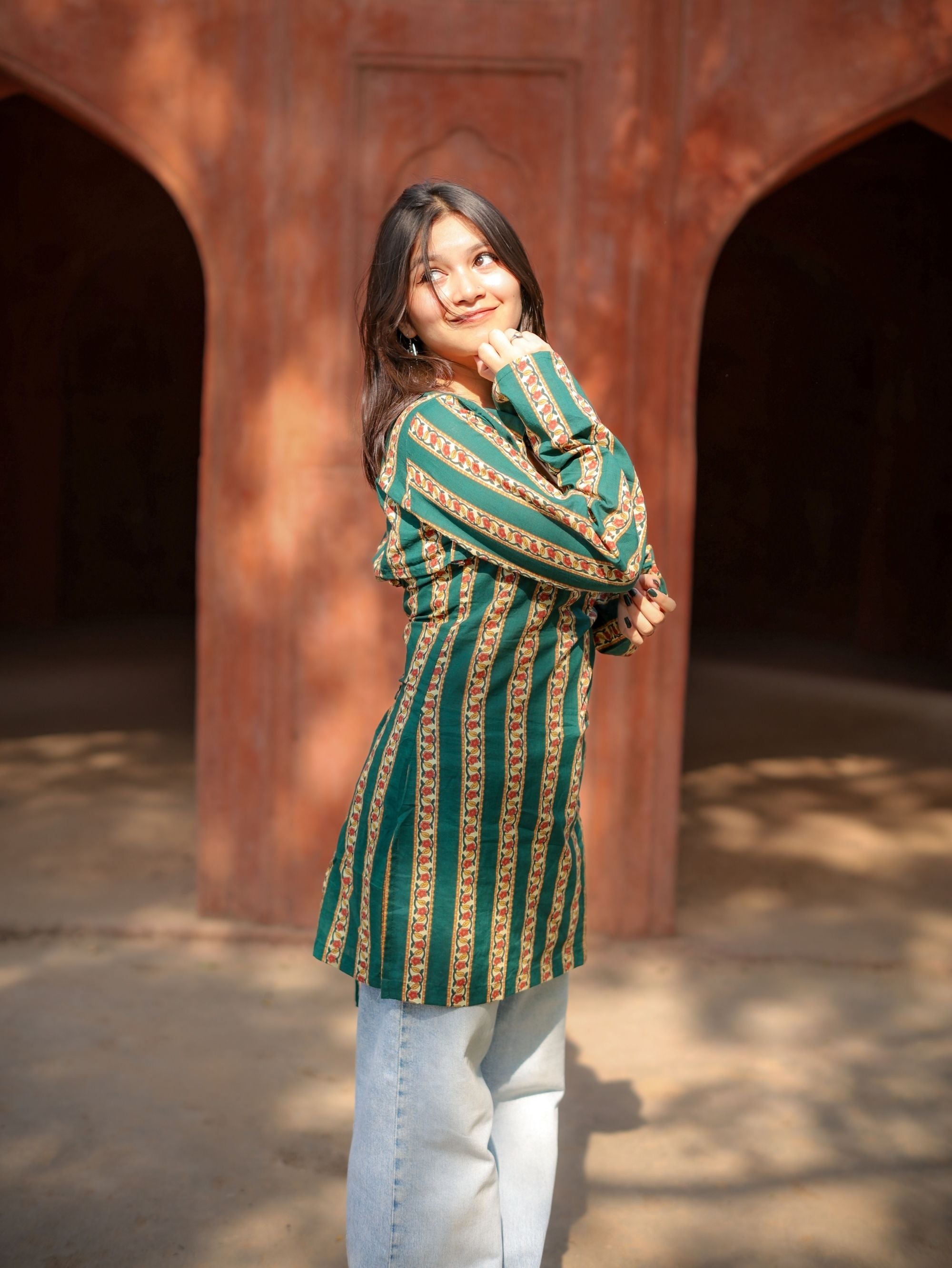 Mintora Green Convertible Short Kurti Set for Women