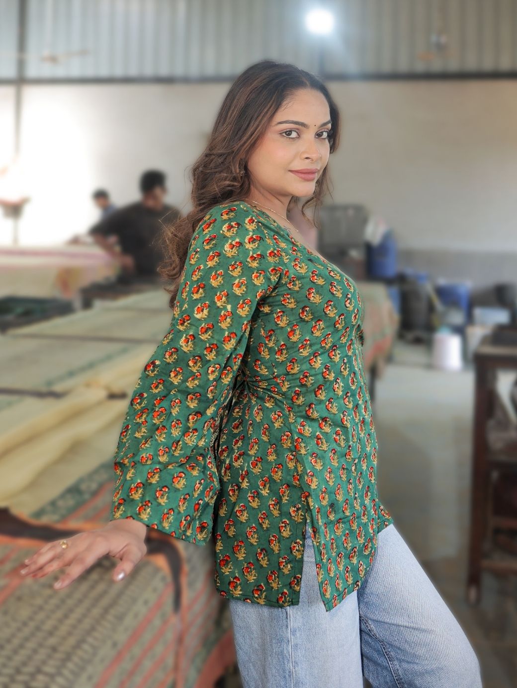 Raag Green Cotton Short Kurti