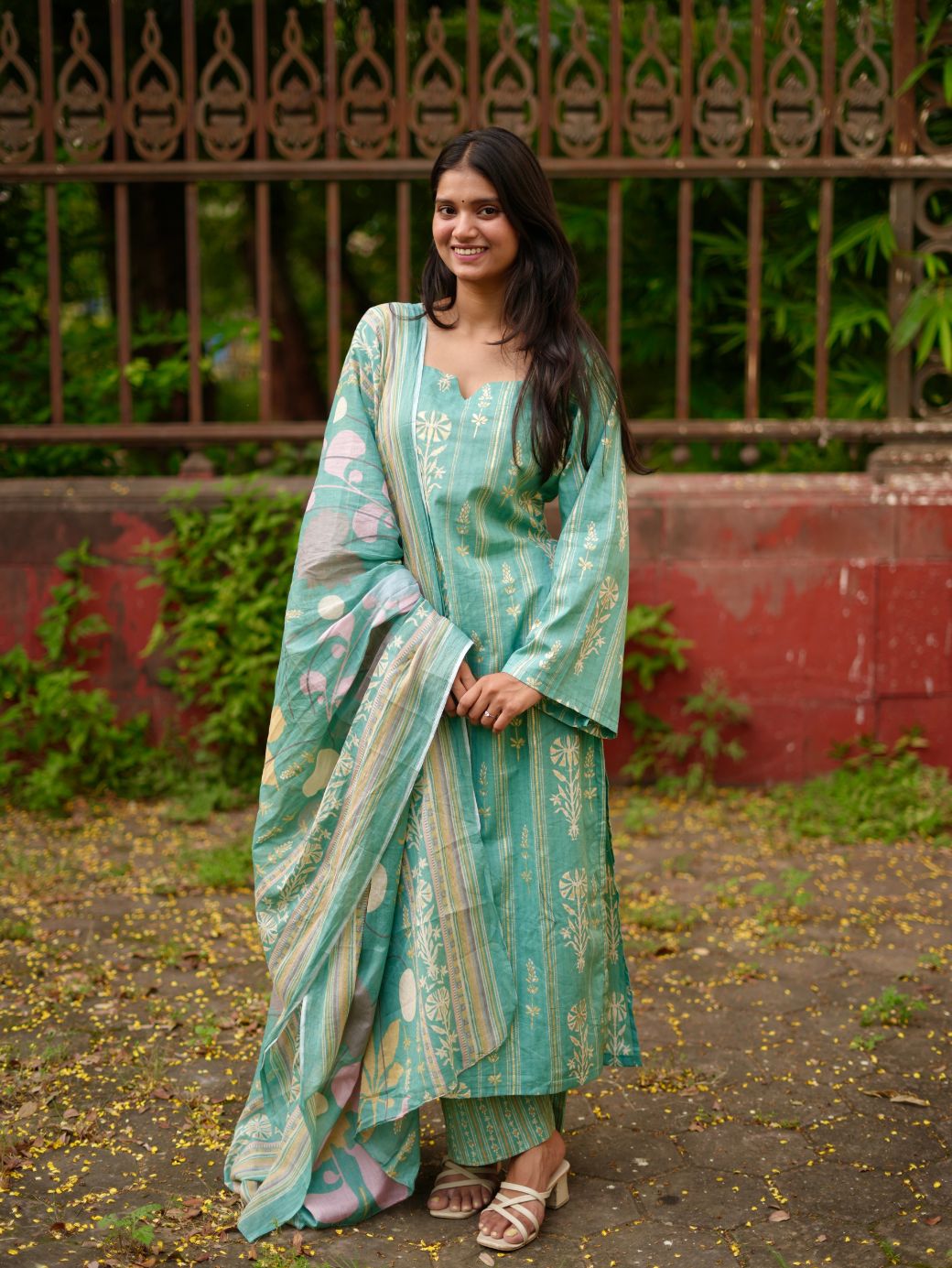 Avni Seafoam Floral Cotton Kurta Set